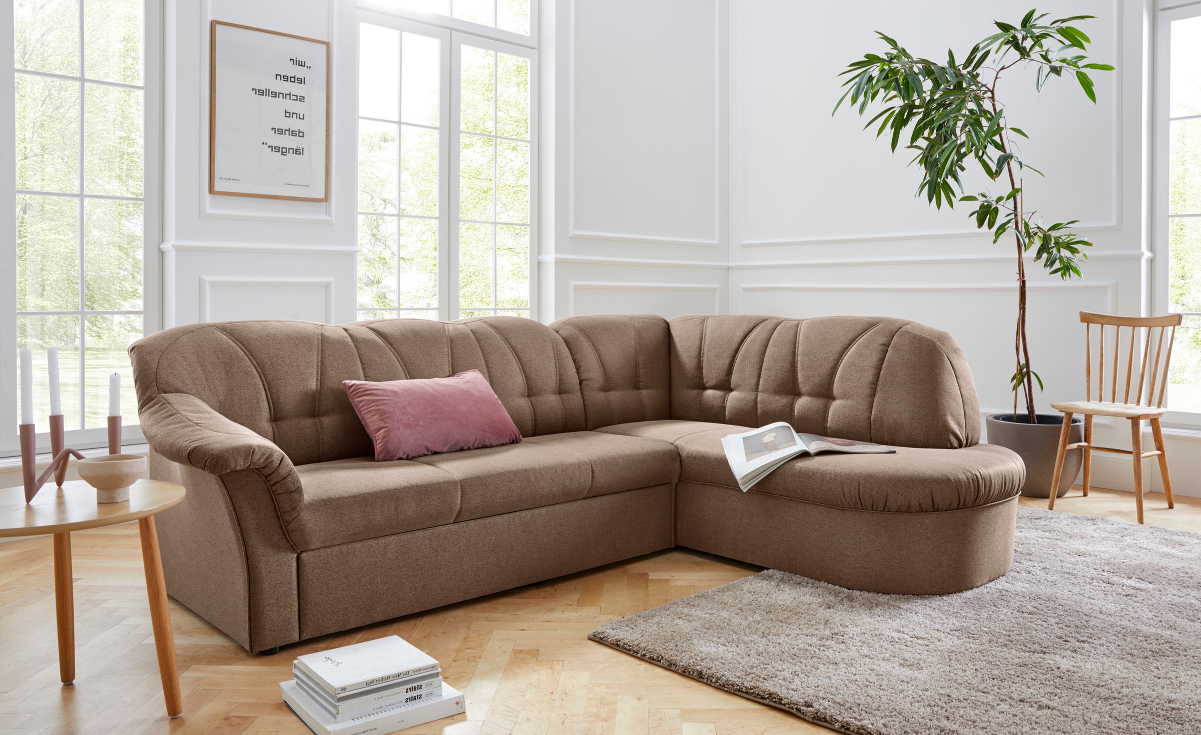 DOMO collection Ecksofa »Pegnitz, zeitlose und elegante Rückensteppung, Bre günstig online kaufen