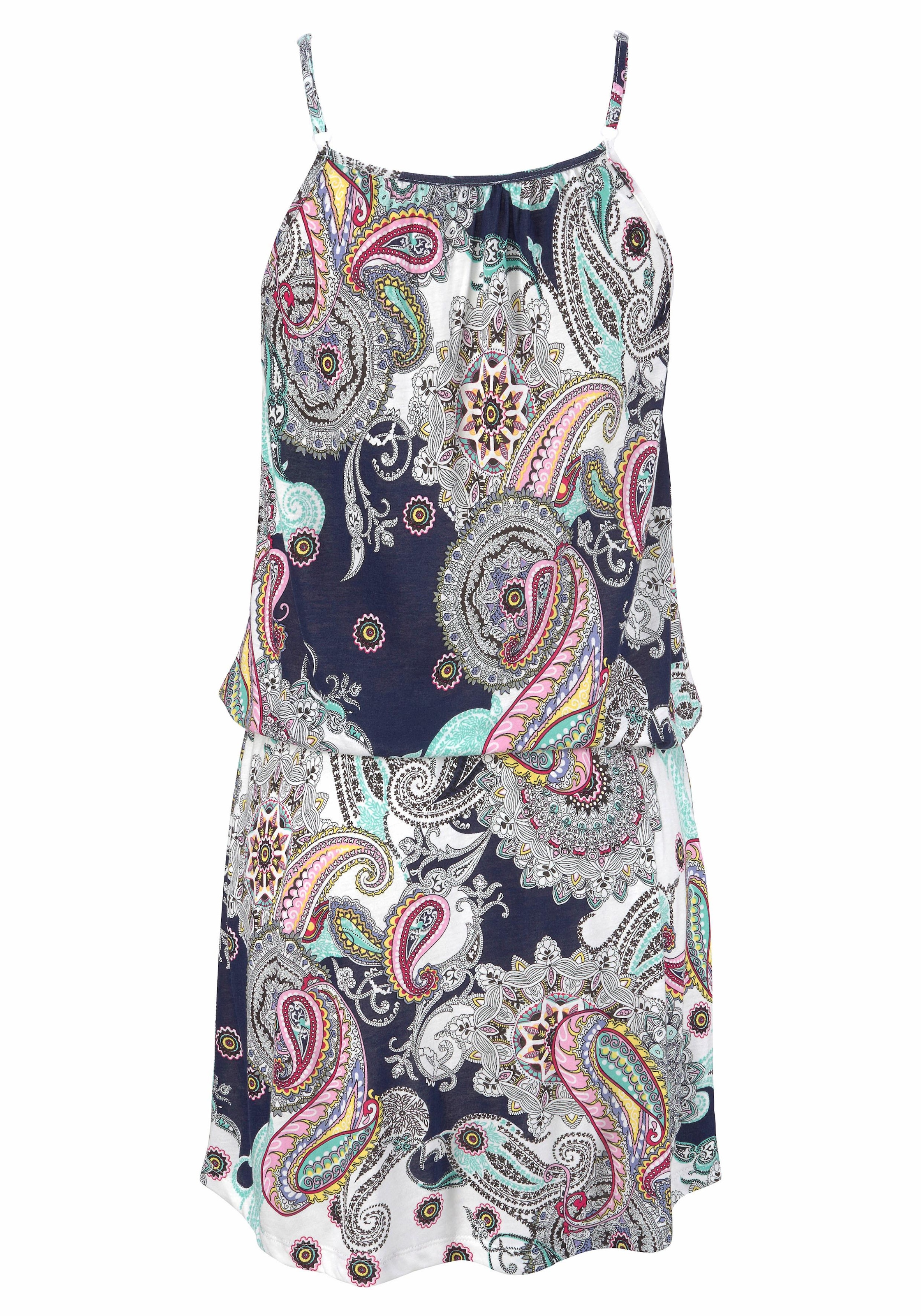 Beachtime Strandkleid, mit Paisleymuster in lockerer Passform, Minikleid, Sommerkleid