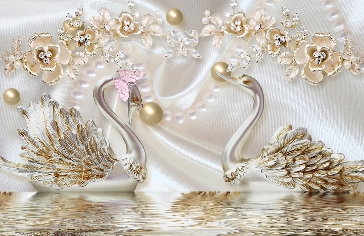 Papermoon Fototapete »Muster mit Schwänen«