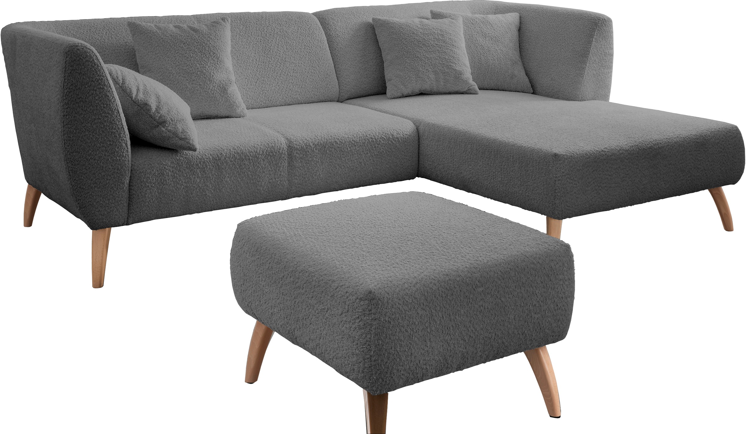INOSIGN Ecksofa »Colori L-Form«, Holzfußfarbe wählbar, inkl. 4x Zierkissen günstig online kaufen