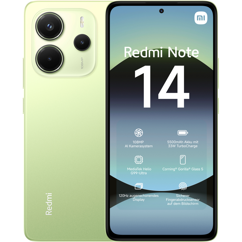 XIAOMI Smartphone »Redmi Note 14« Grün Grün Integrierter Fingerabdrucksensor im Display
