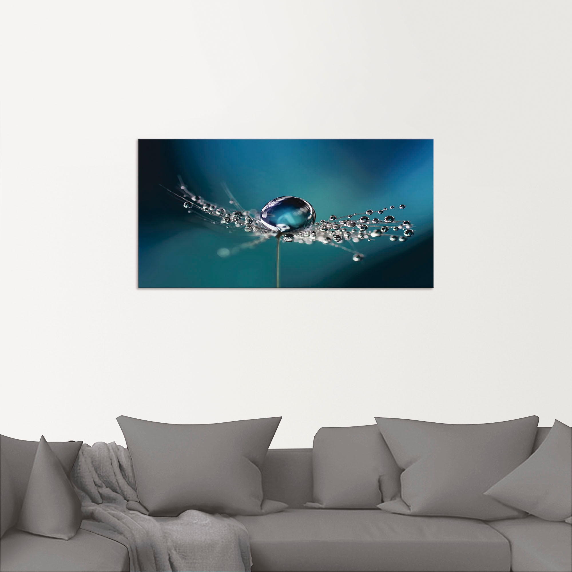 Artland Wandbild "Pusteblume Tautropfen blau", Blumenbilder, (1 St.), als A günstig online kaufen