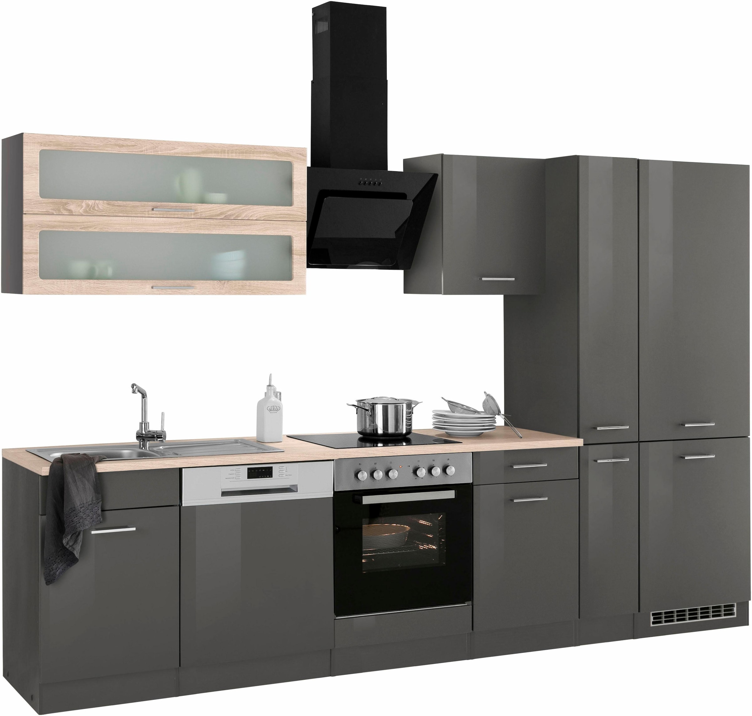 HELD MÖBEL Küchenzeile »Utah«, mit E-Geräten und großer Kühl-  Gefrierkombination, Breite 310 cm auf Rechnung kaufen
