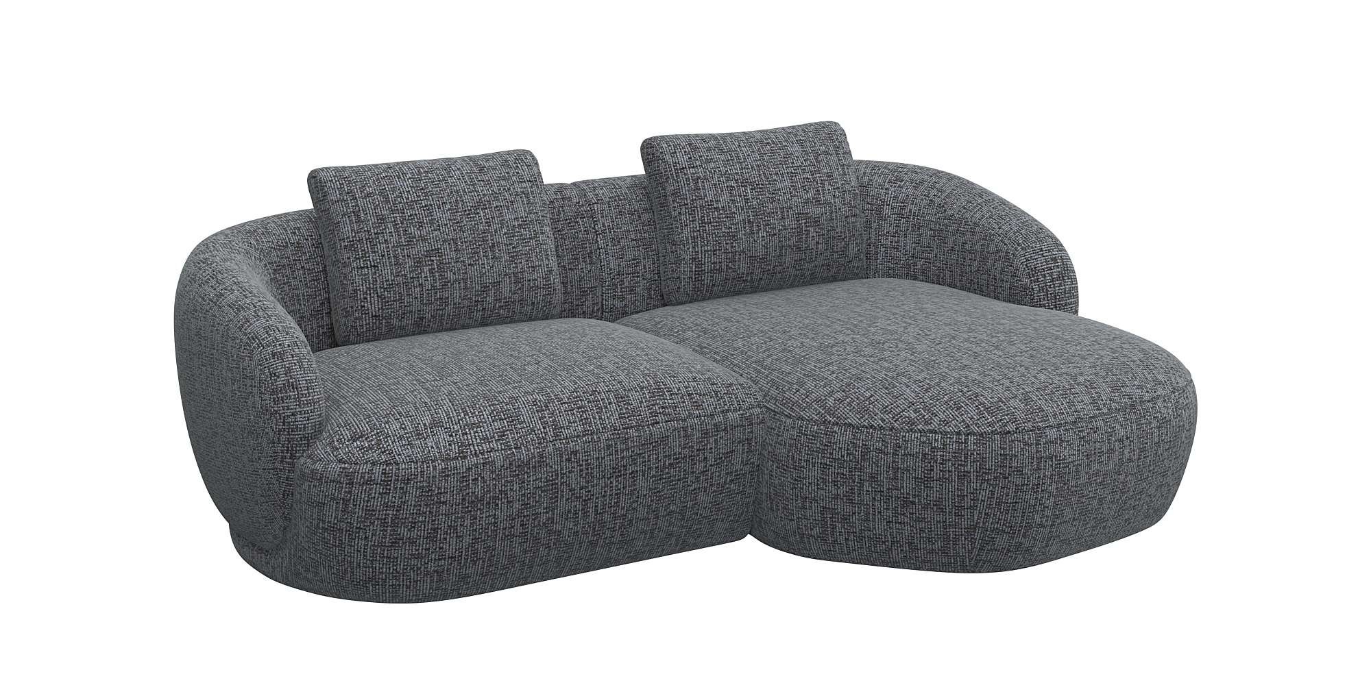 FLEXLUX Wohnlandschaft »Torino, rund, L-Form, Sofa-Ecke mit Recamiere, Longchair-Sofa«, Modernes, organisches Sofa-Design, Kaltschaum, Wellenunterfederung