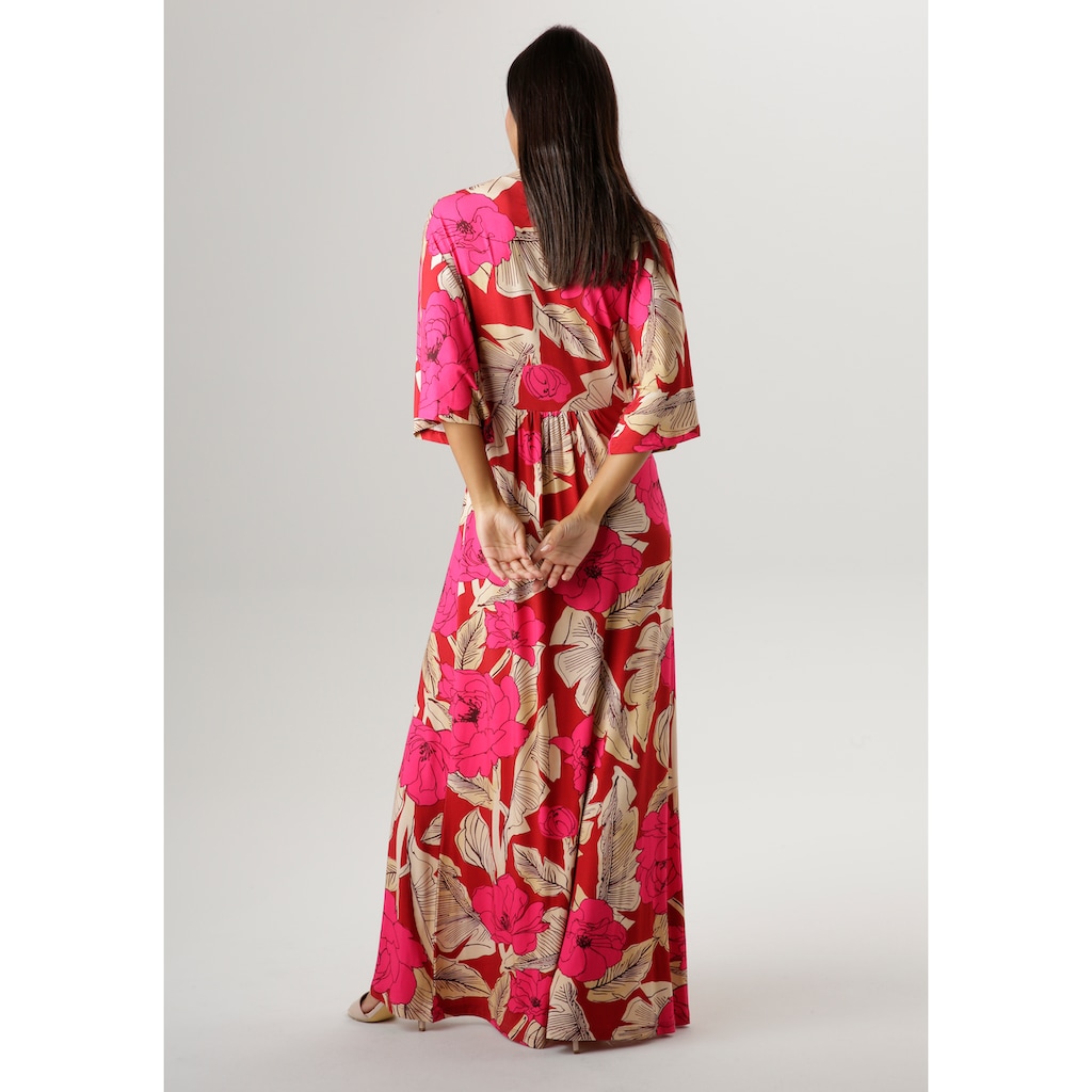 Aniston SELECTED Sommerkleid, mit großflächigem Blüten- und Blätterdruck - NEUE KOLLEKTION