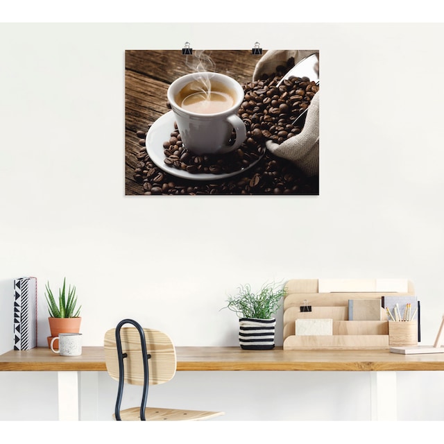 Artland Wandbild »Heißer Kaffee - dampfender Kaffee«, Getränke, (1 St.),  als Alubild, Leinwandbild, Wandaufkleber oder Poster in versch. Größen auf  Rechnung kaufen