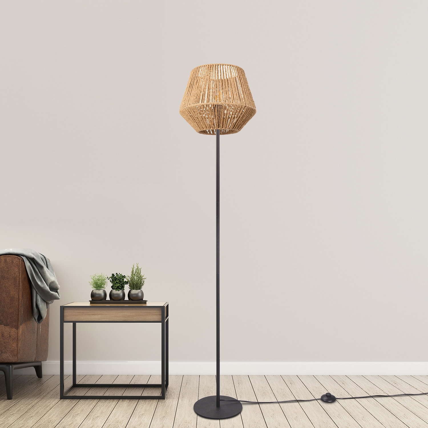 online LED bestellen Korb flammig-flammig, Home 1 Modern Wohnzimmer Paco Boho Stehlampe E27 Optik »Pinto«, Schlafzimmer