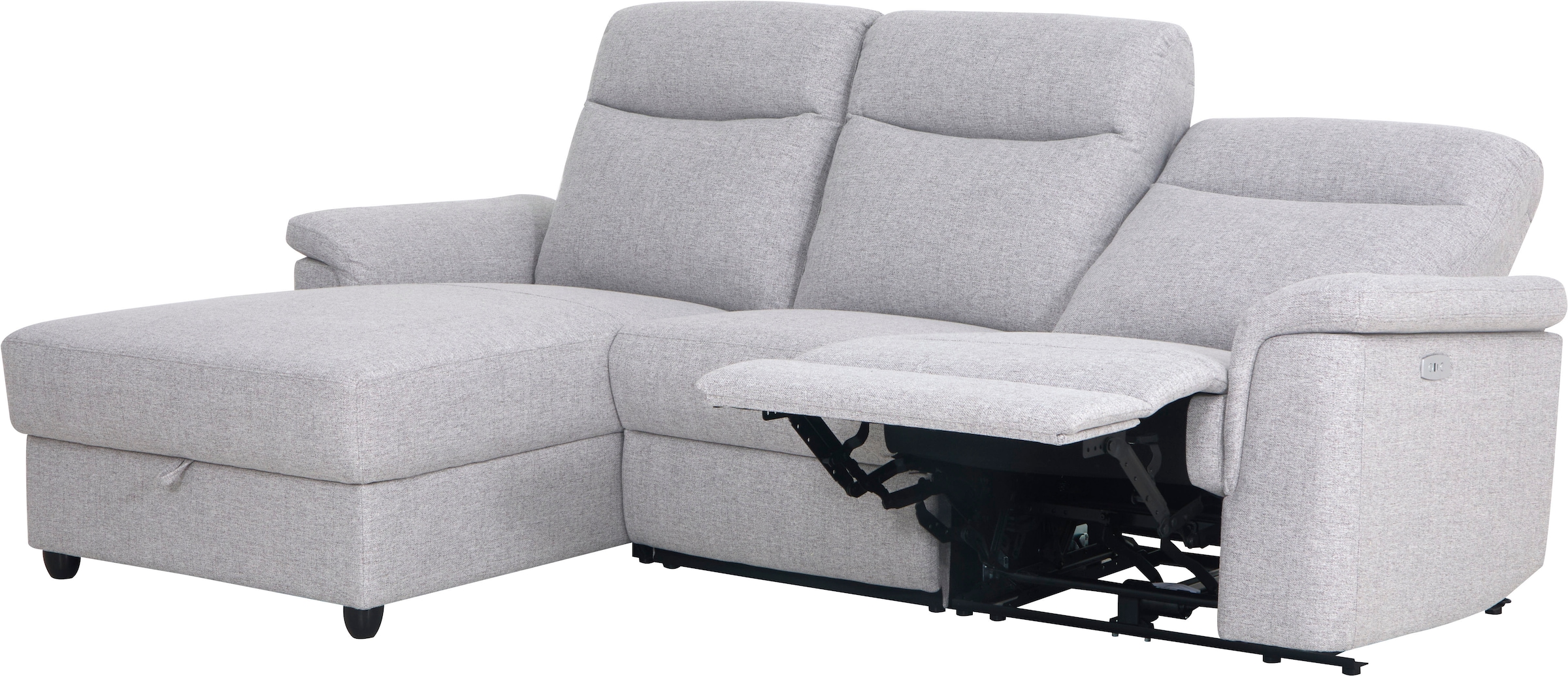 Home affaire Ecksofa »BRIONNE, L-Form, 255cm, manuelle u. elektrische Funktion (USB A/C),«, Liegefunktion, Stauraum, Federkernpolsterung, Webstoff