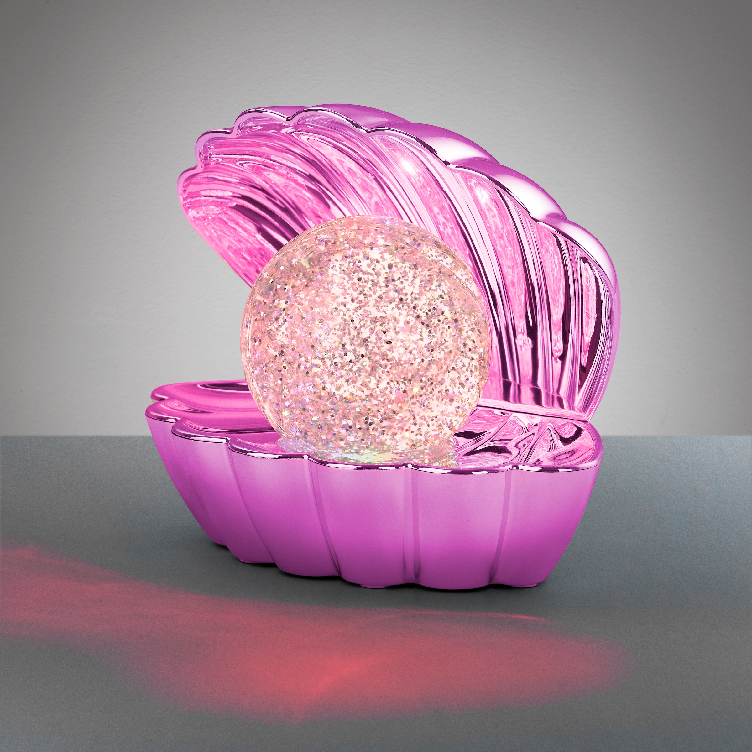 REALITY Leuchten LED Tischleuchte »SHELLY, Deko Tischlampe in Muschelform mit RGB Farbwechsel, 0,8W 15Lm« LED-Board 1 Stk. RGB Muschel Tischlampe mit Glitzerkugel und Farbwechsel inkl USB-Ladekabel