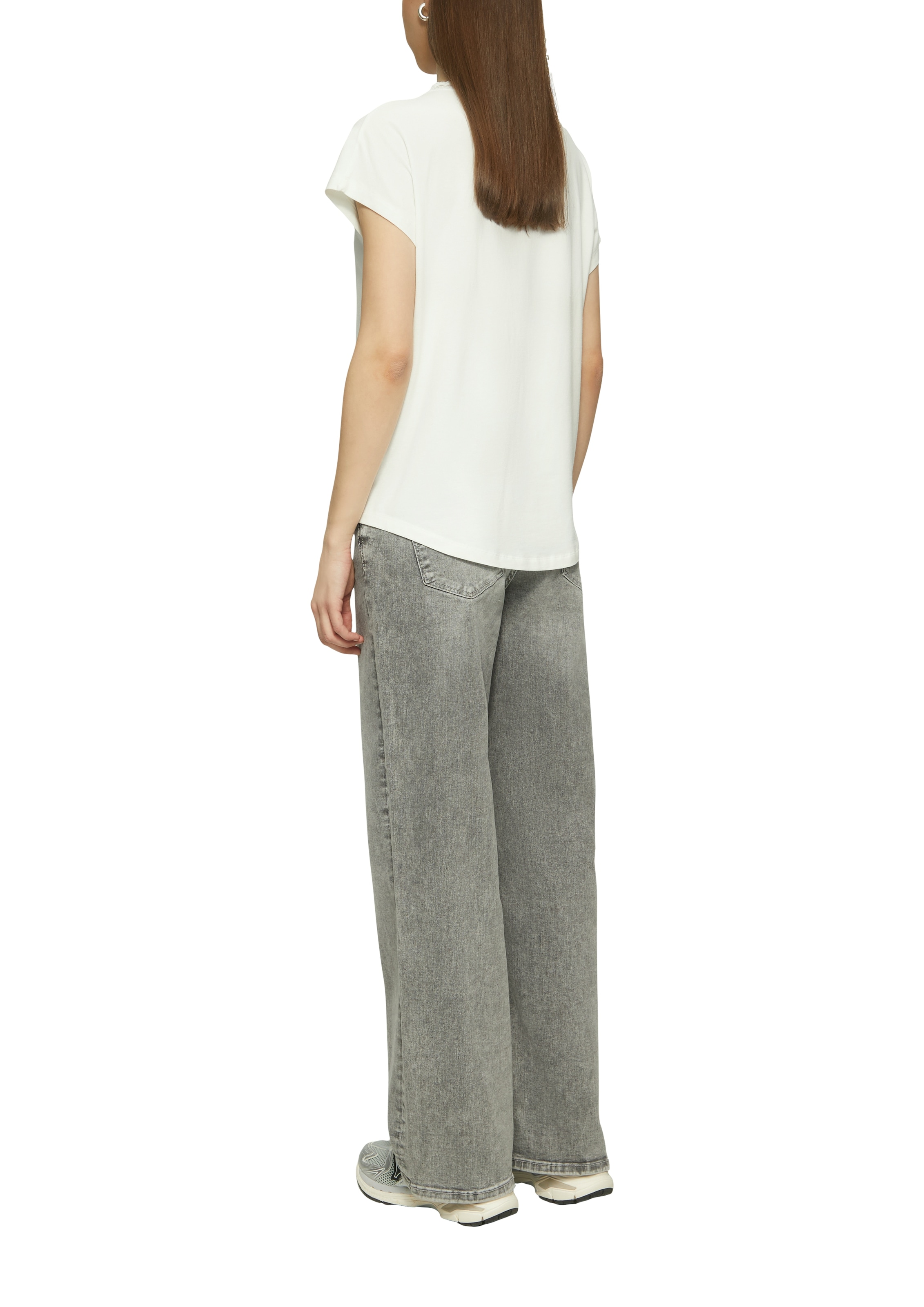 QS T-Shirt mit Spitze am Ausschnitt