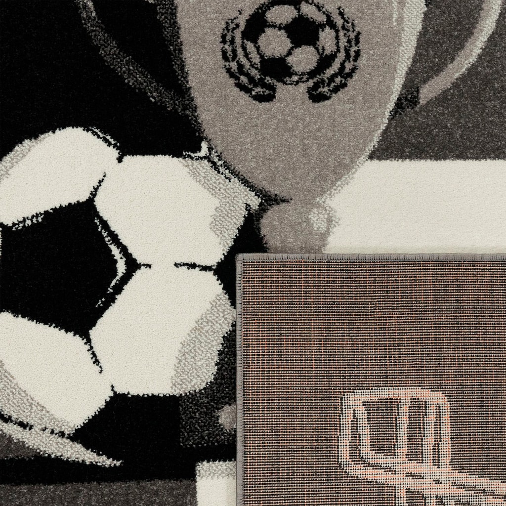 Paco Home Kinderteppich »ECE 962«, rechteckig, 14 mm Höhe, Kurzflor, Motiv Sportarten (Fußball, Tennis, Basketball), Kinderzimmer