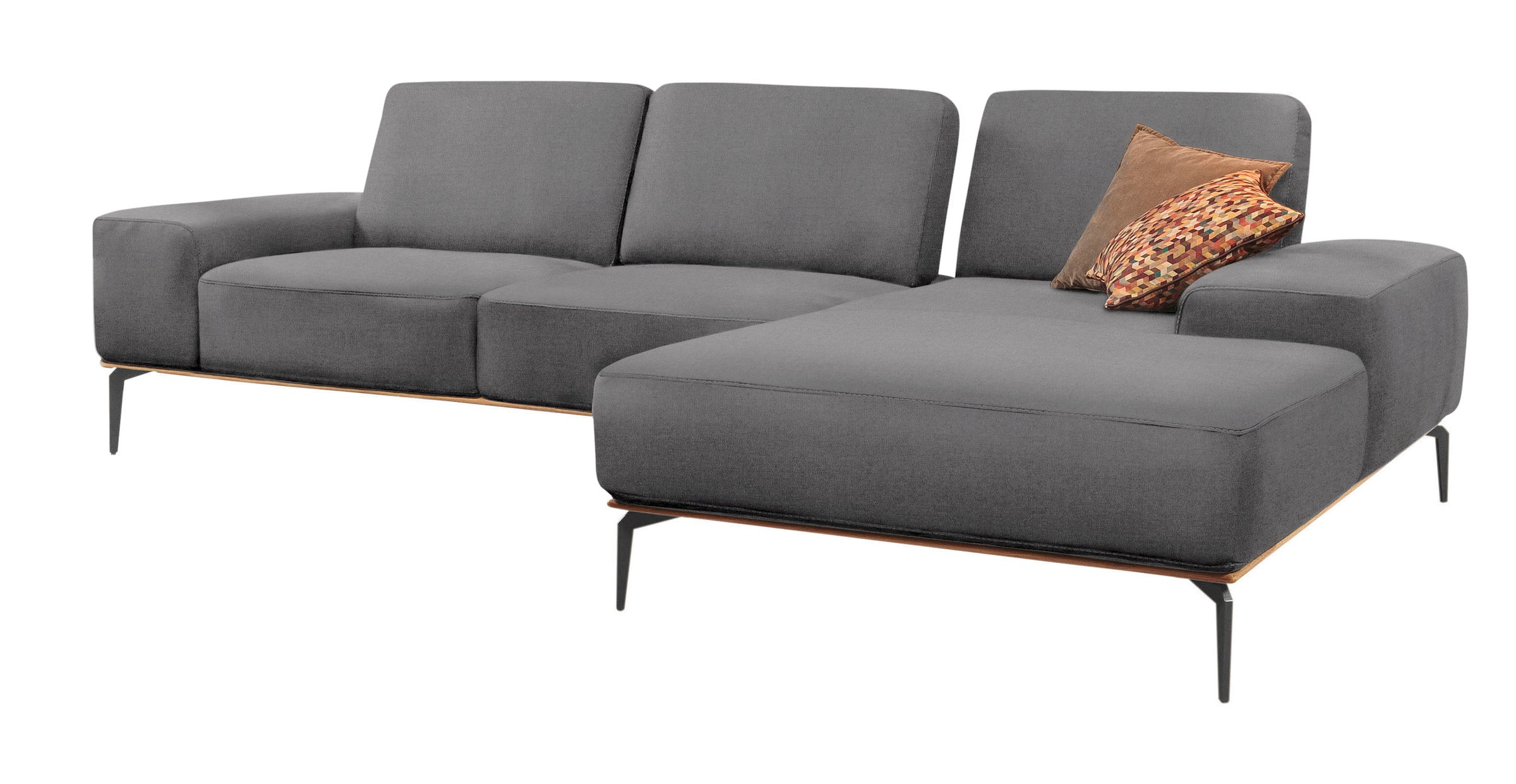 W.SCHILLIG Ecksofa »run, Designsofa mit tollem Sitzkomfort, bequem, L-Form«, mit Holzsockel, Füße in Schwarz pulverbeschichtet, Breite 319 cm