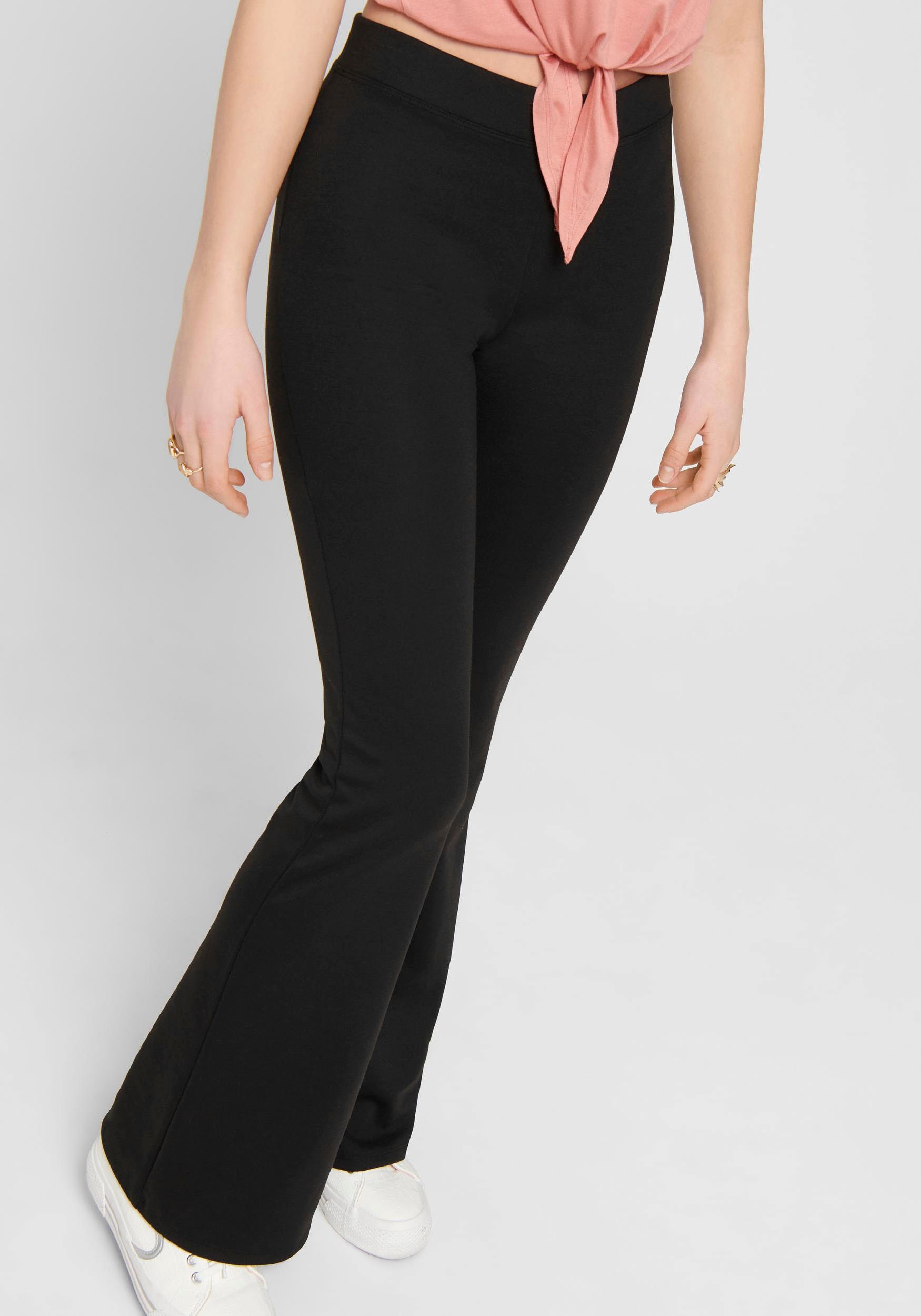 ONLY Jerseyhose »ONLFEVER – Jerseyhose mit Stretch und ausgestelltem Bein«  skinny fit, casual, Jersey, Polyester, ohne Ausschnitt
