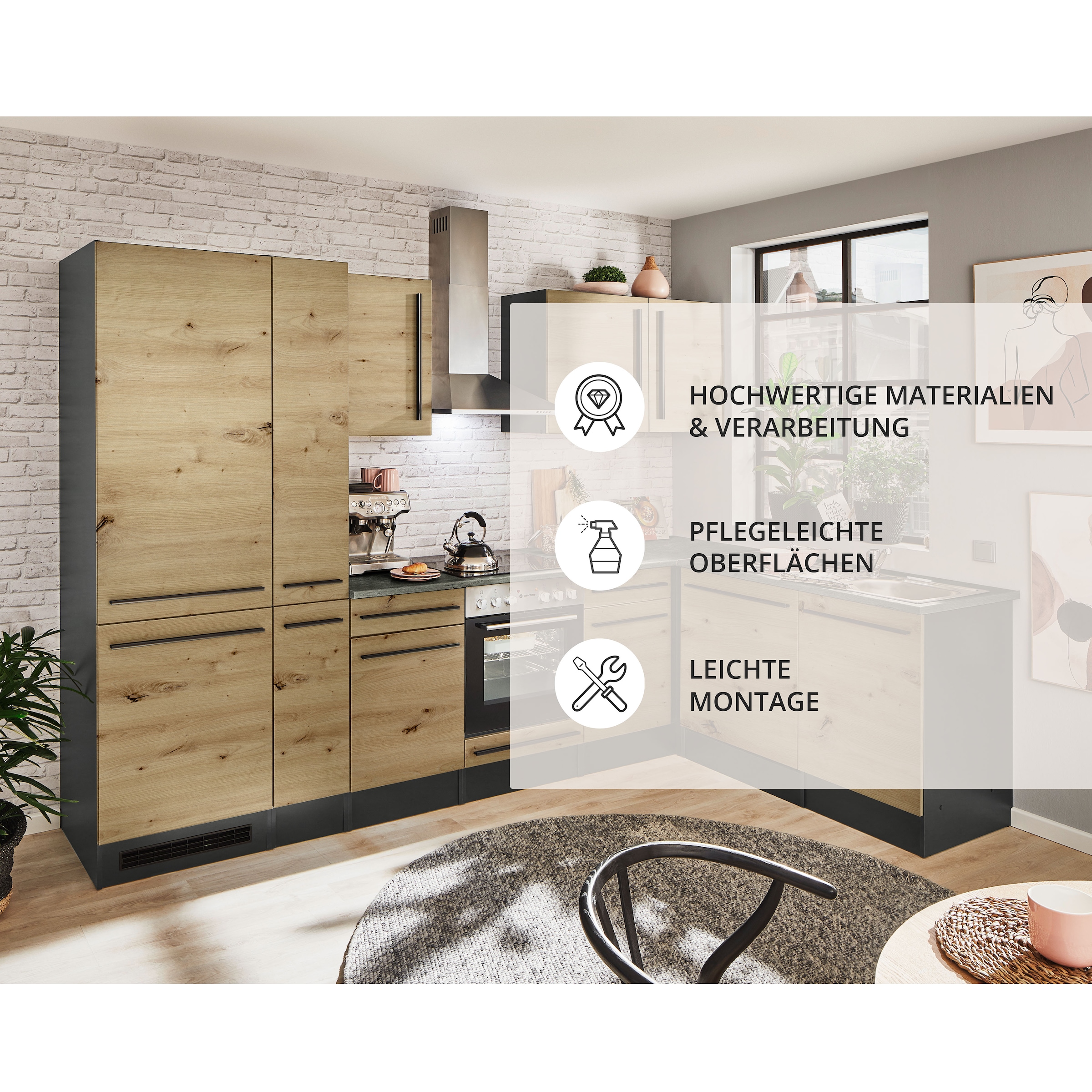 BASIC by Balculina Winkelküche »Jazz« Stellbreite 310x175 cm, wahlweise mit E-Geräten