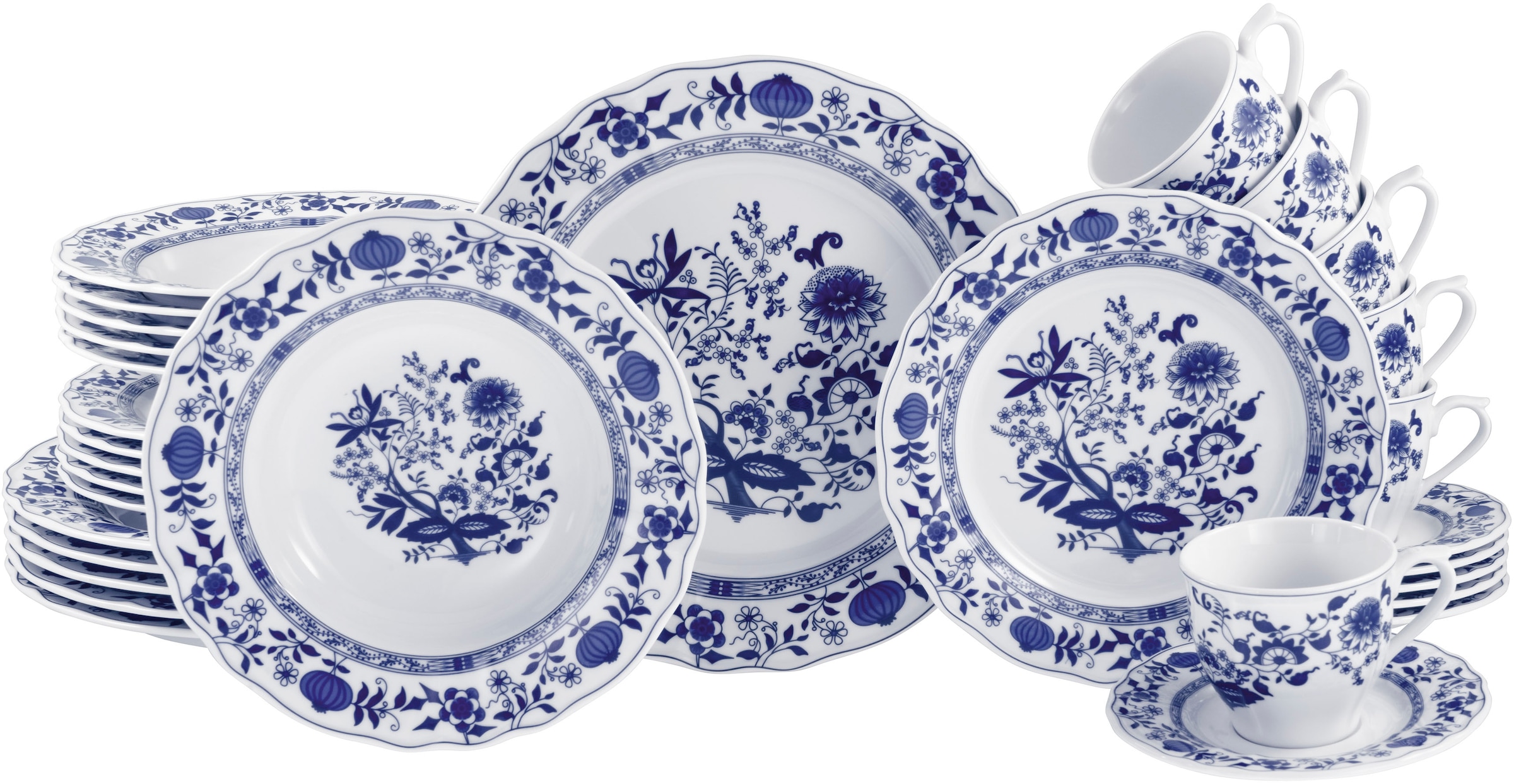 CreaTable Kombiservice »Flora Zwiebelmuster, Kombi-Service 30-tlg«, (Set, 30 tlg.), Nostalgisch, Vintage