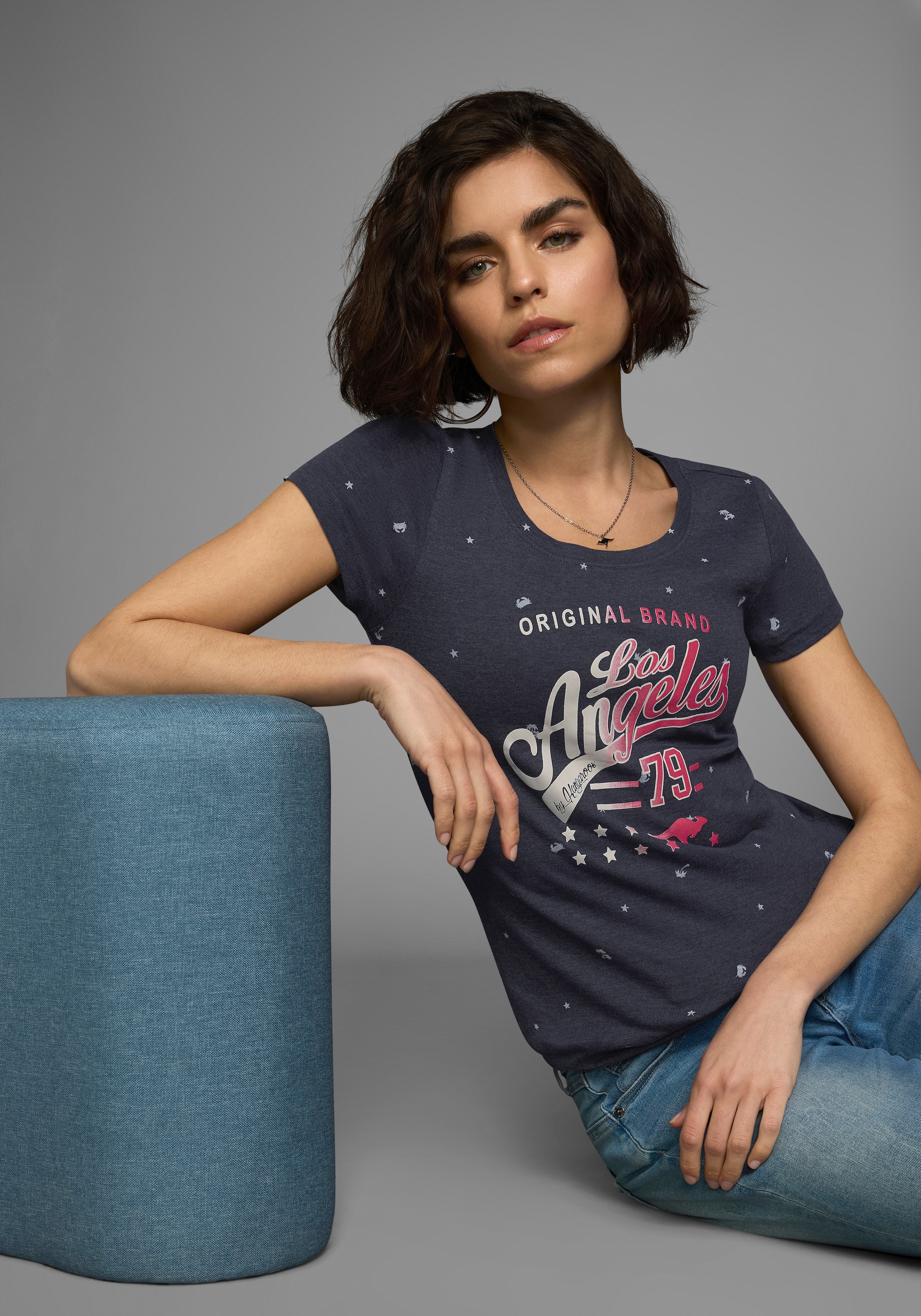 KangaROOS T-Shirt Kurzarm,  figurbetonte Passform,  aus 100% Baumwolle