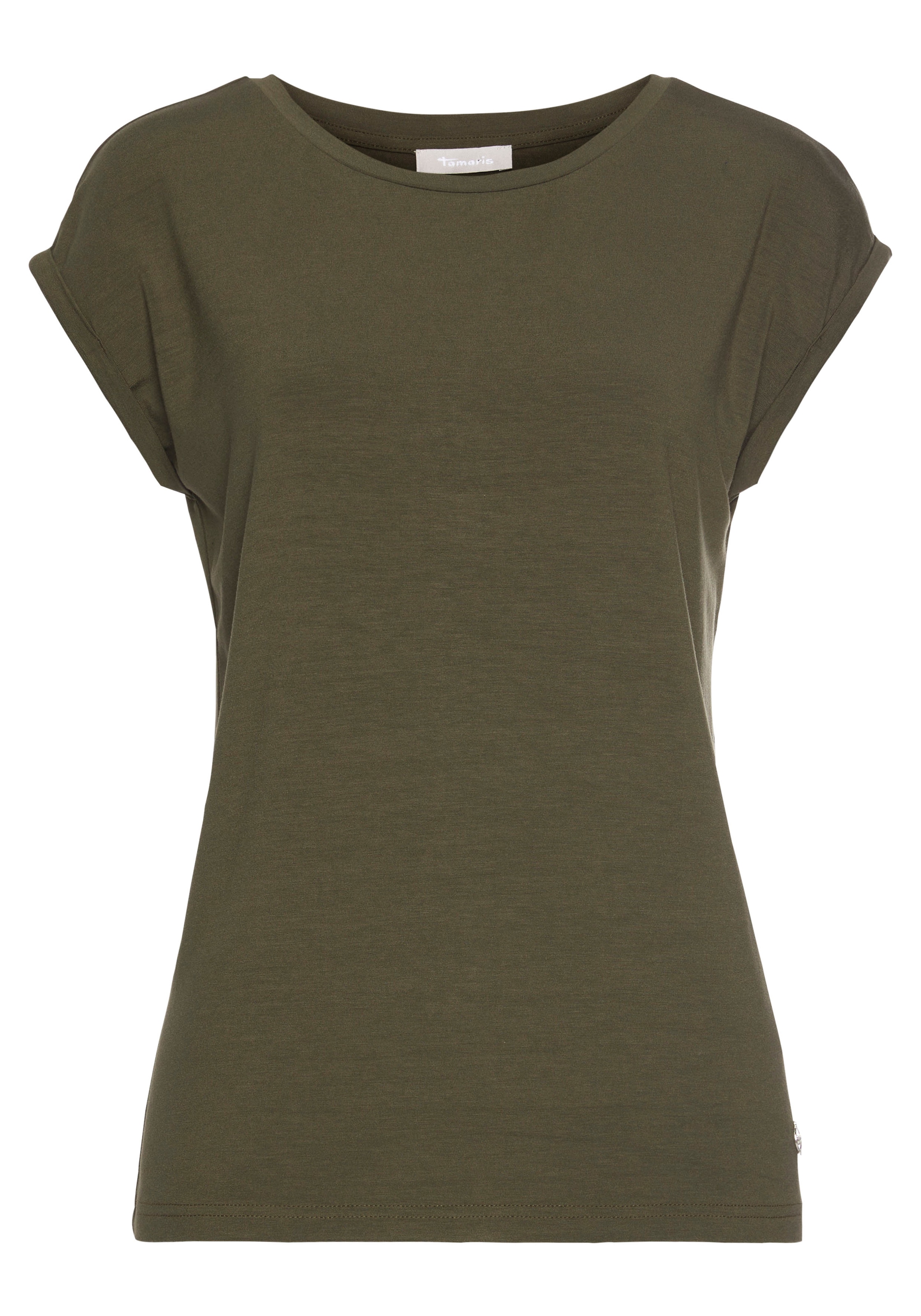 Tamaris T-Shirt, Kurzarm, Regular Fit, unifarben, mit Rundhalsausschnitt