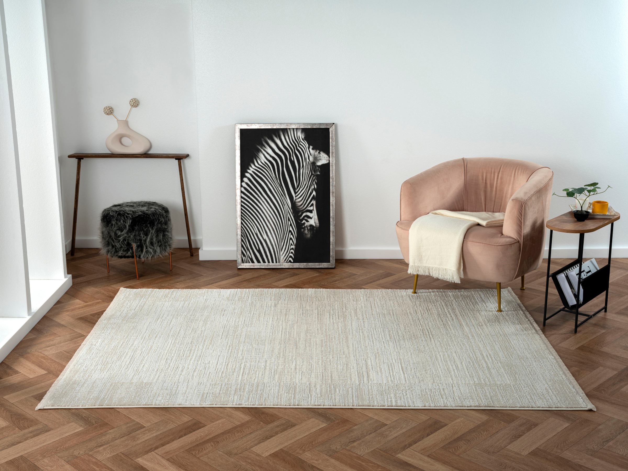 Myflair Möbel & Accessoires Teppich »My Heaven Lagerräumung«, rechteckig, 10 mm Höhe, Kurzflor, Scandi-Look, besonders weich durch Microfaser, mit Fransen