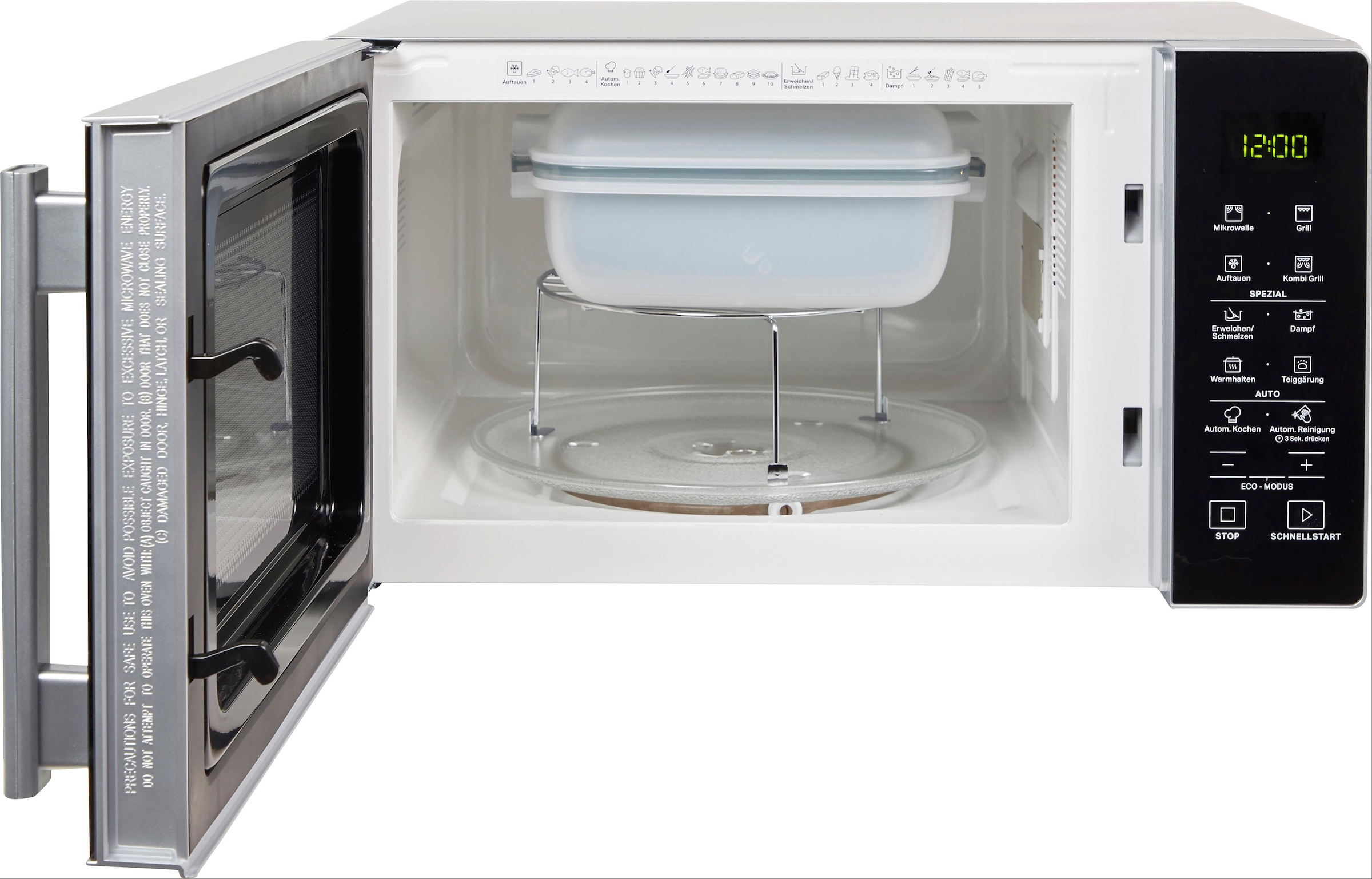 BAUKNECHT Mikrowelle »MW 254 SM« Grill 900 W Mit Dampfgarfunktion, Grill und Automatikprogrammen