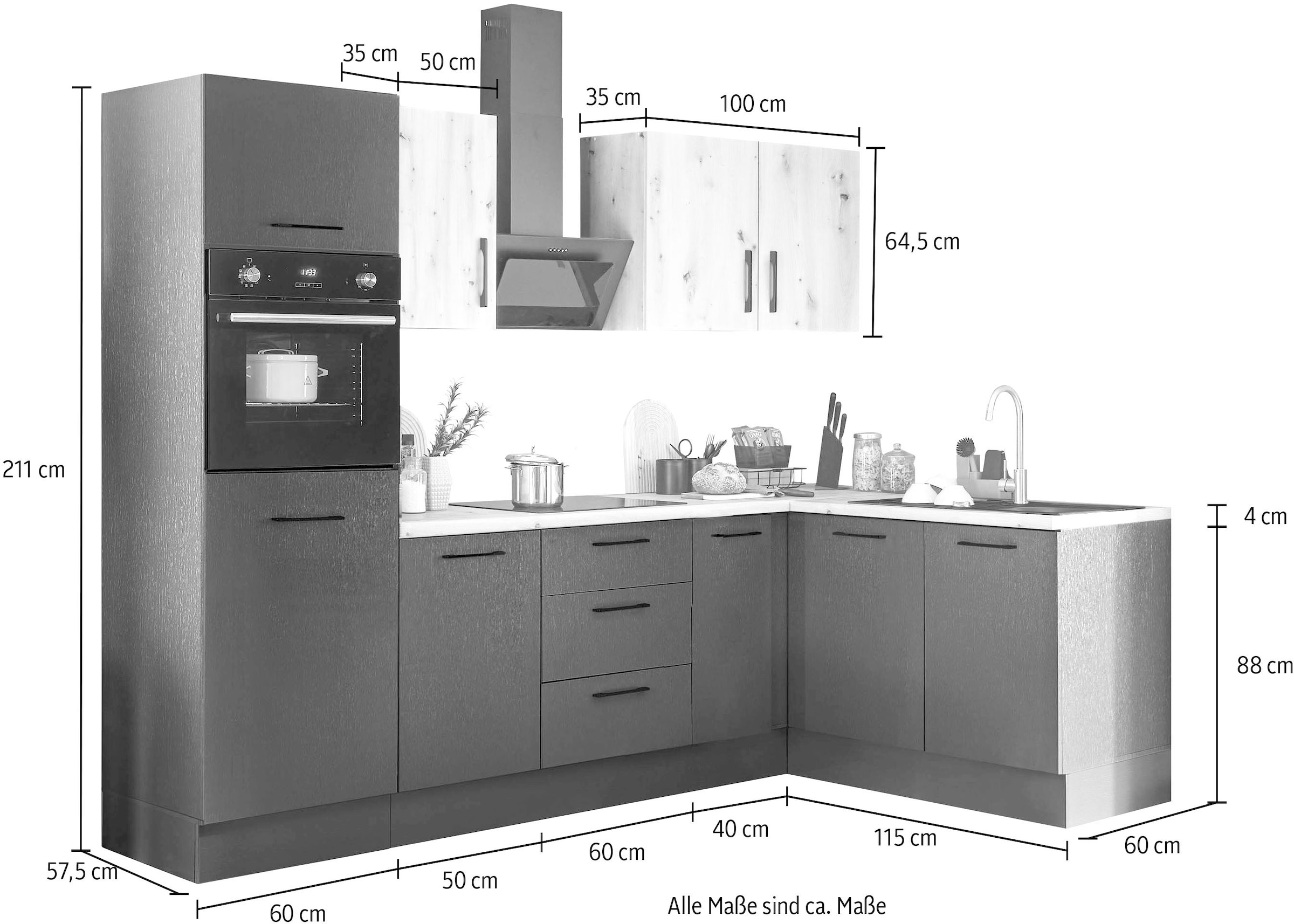BASIC by Balculina Winkelküche »Turin«, Stellbreite 270x175 cm, wahlweise mit E-Geräten