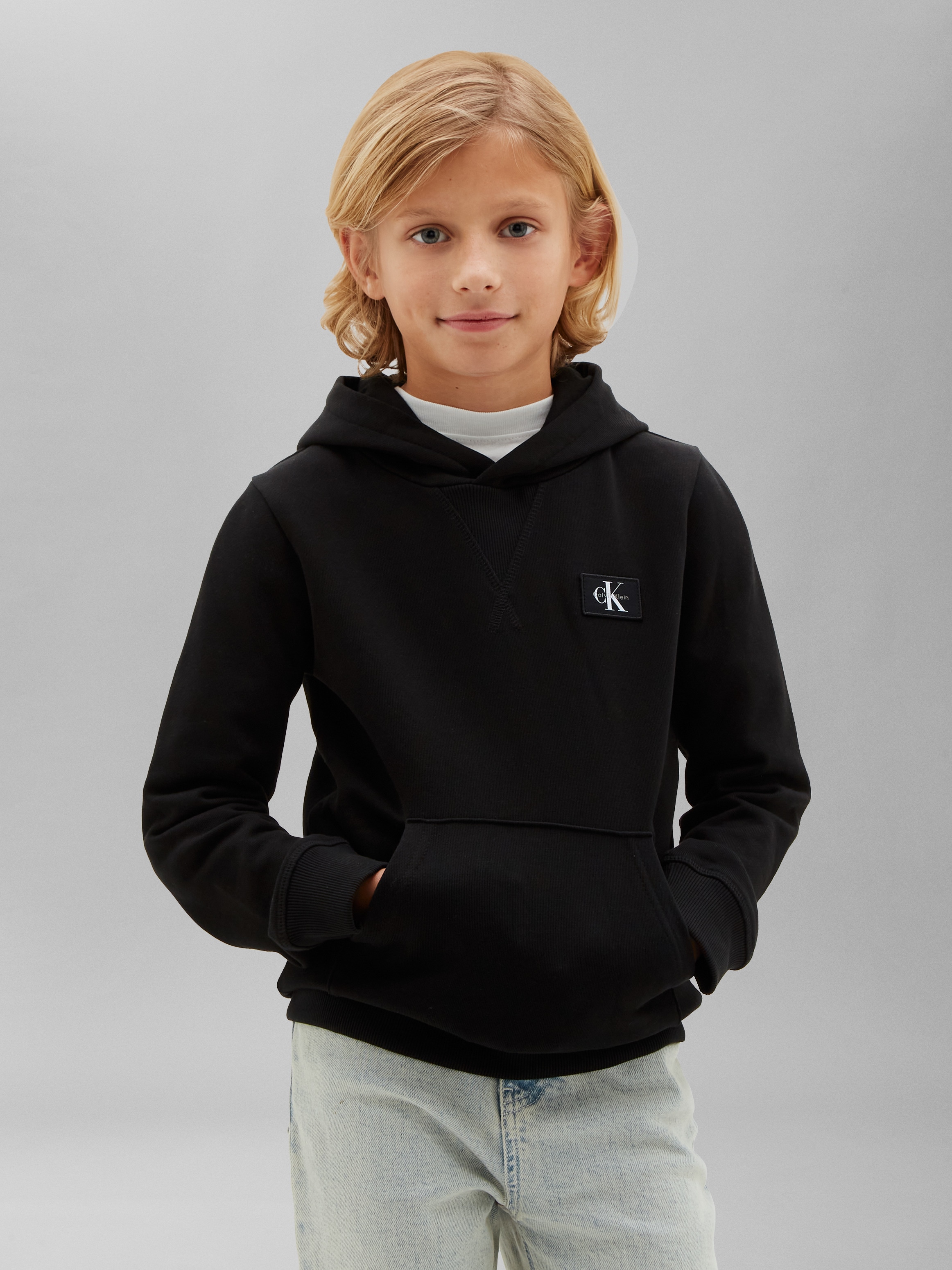 Calvin Klein Jeans Kapuzensweatshirt »TERRY CK WOVEN LABEL HOODIE«, Regular fit mit Kapuze
