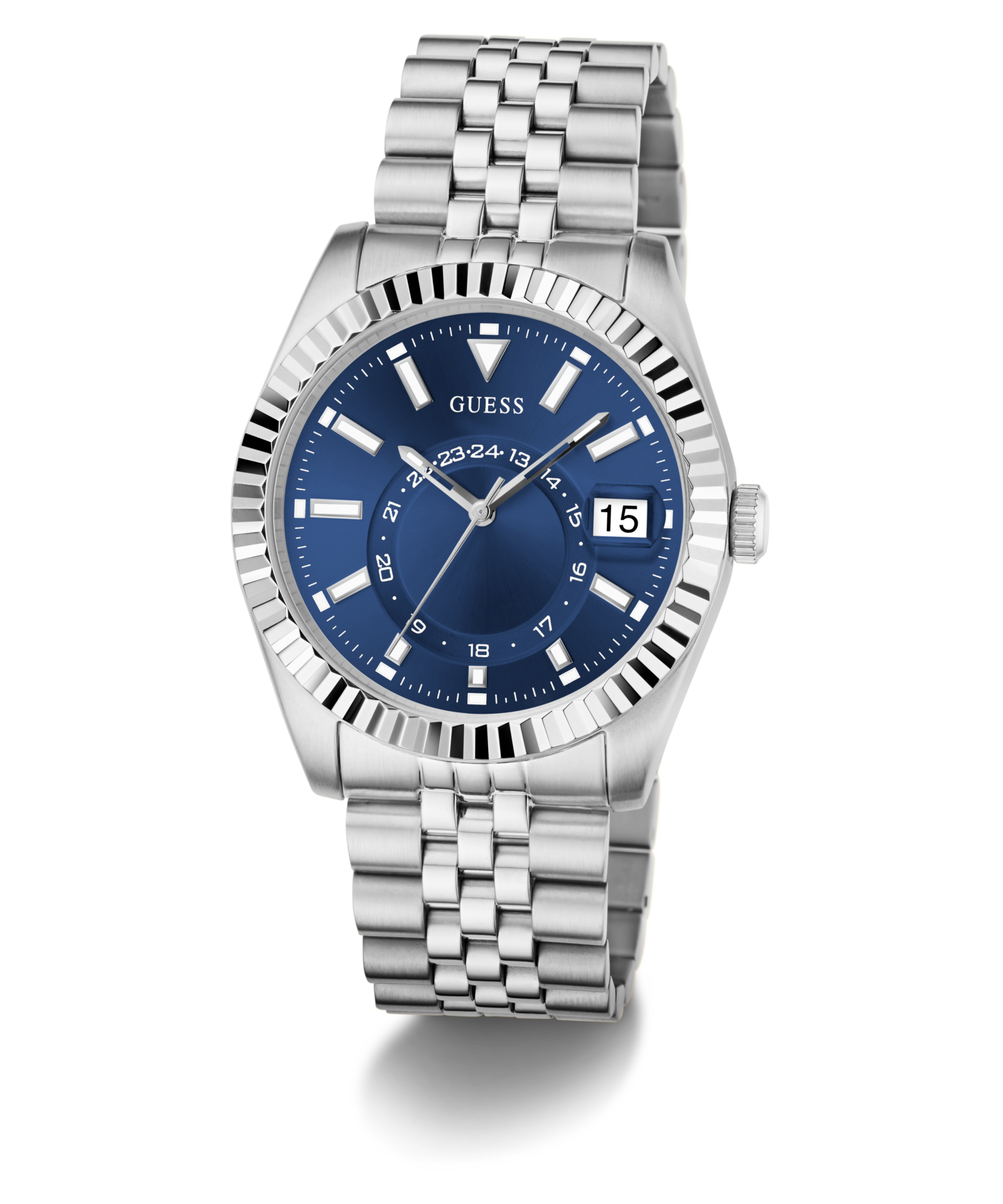 Guess Quarzuhr »JADEN«, Armbanduhr, Herrenuhr, Edelstahlarmband, Datum