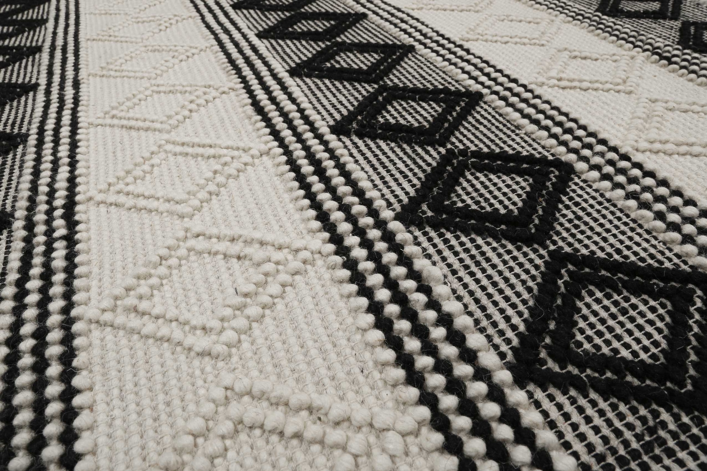 Esprit Teppich »Cara« rechteckig 8 mm Höhe Wollteppich, Raute, kurzflor, handgewebt, Skandi, geometrisch, natur