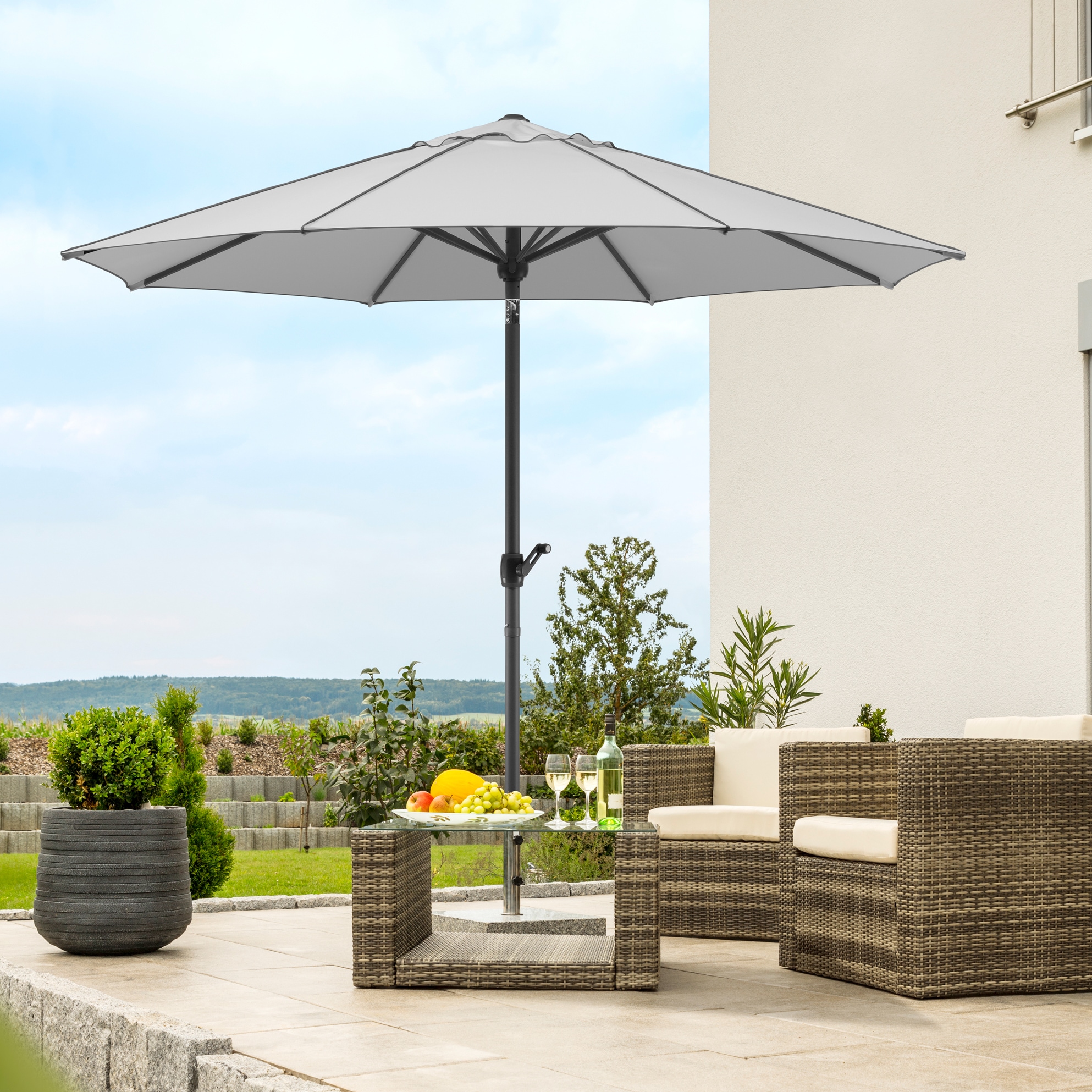 Schneider Schirme Marktschirm »Adria«, Durchmesser 300 cm, silbergrau, rund, ohne Schirmständer