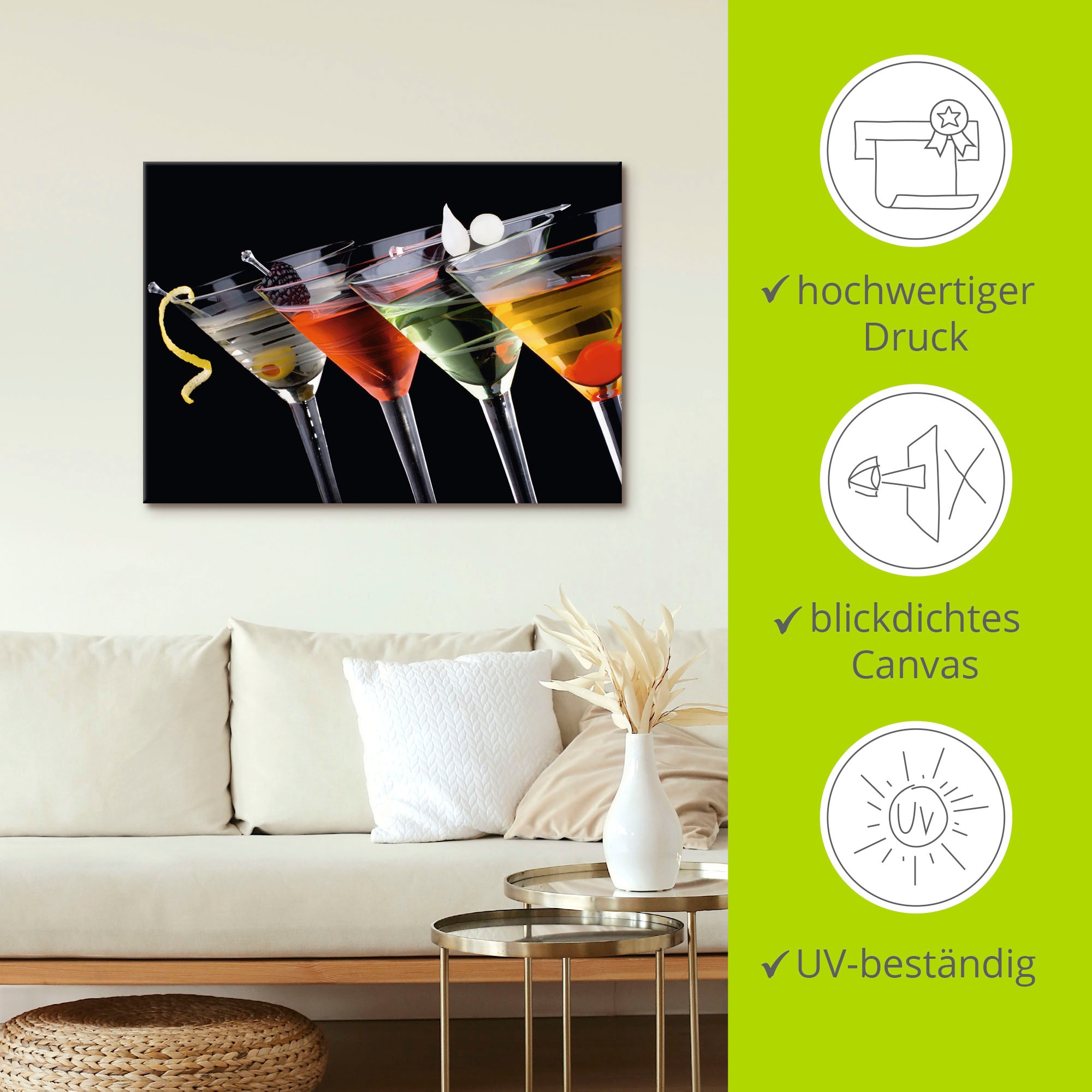 Artland Wandbild »Klassische Martini - Cocktail«, Getränke, (1 St.), als Leinwandbild, Poster, Wandaufkleber in verschied. Größen