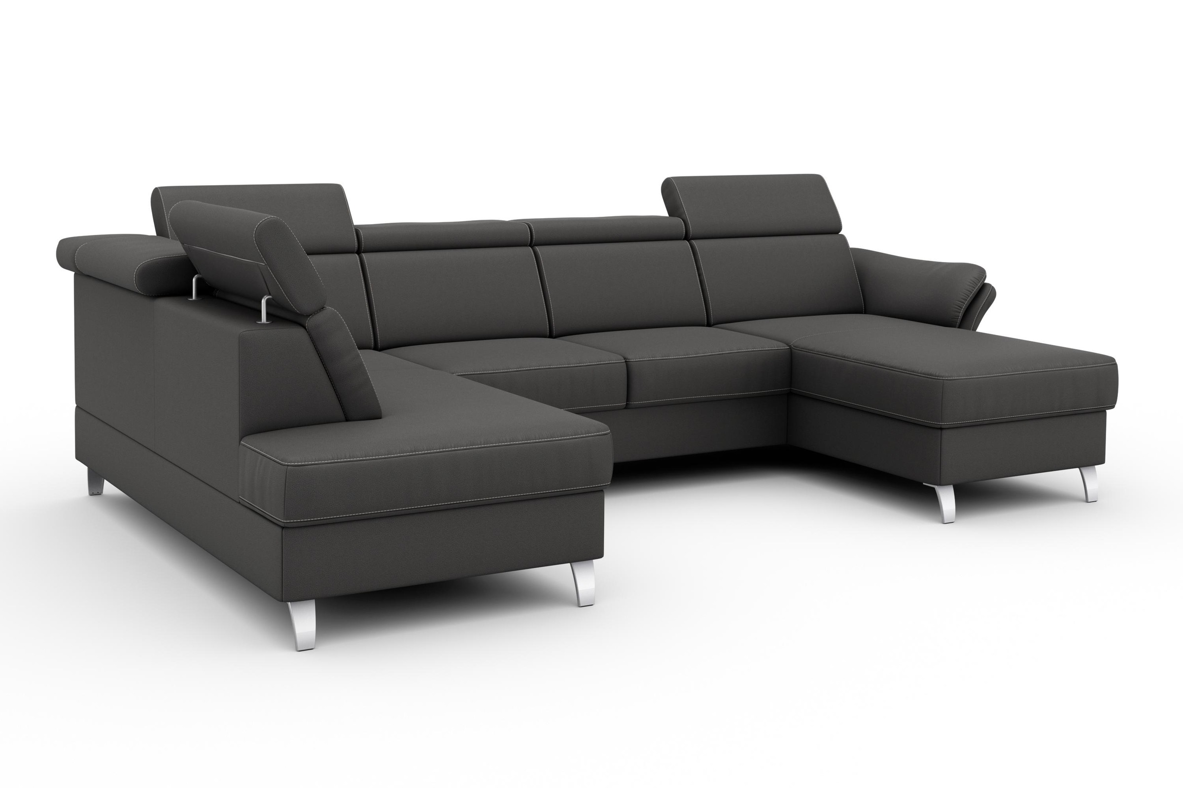 sit&more Wohnlandschaft »Vincenzo U-Form«, inklusive Kopfteilverstellung, wahlweise mit Bettfunktion, Bettkasten
