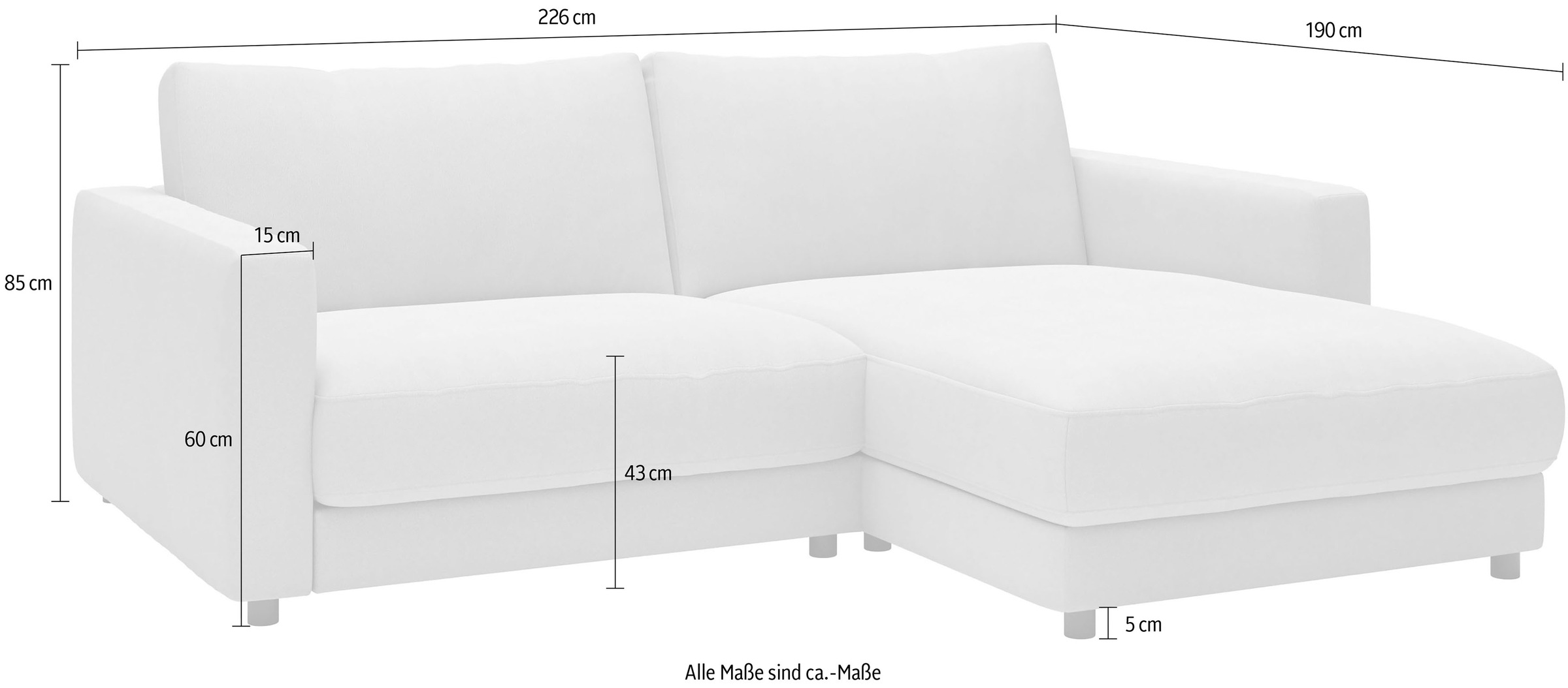 Home affaire Ecksofa »Ecksofa Jiro, L-Form, große Sitztiefe, Breite 226 cm« lose Sitz- & Rückenkissen, weicher Polsteraufbau, komfortabel & modern