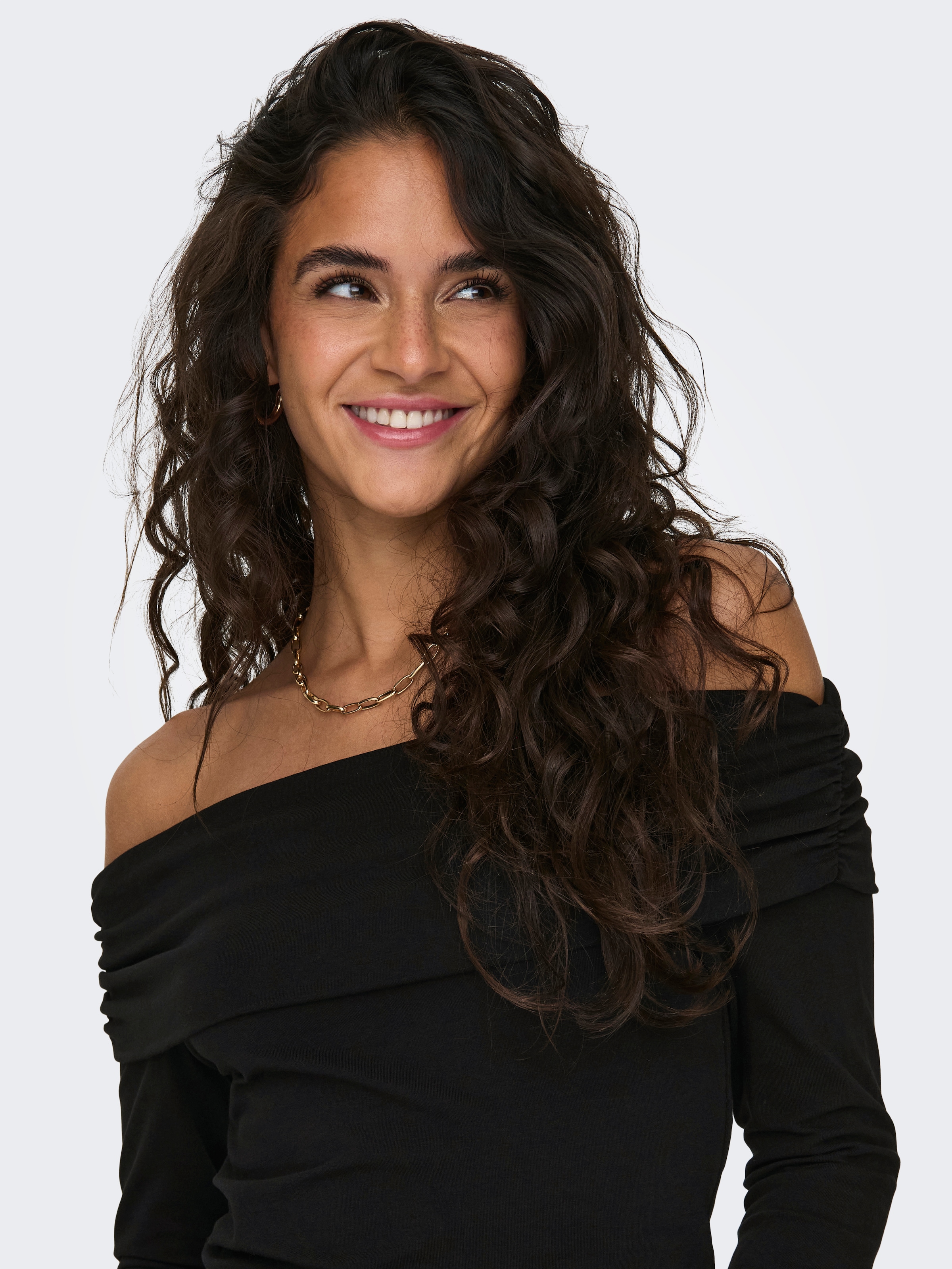 ONLY Langarmshirt »ONLLIVE LOVE L/S OFF SHOULDER CS TOP« Baumwollmischung, regular fit, cropped fit, schulterfrei