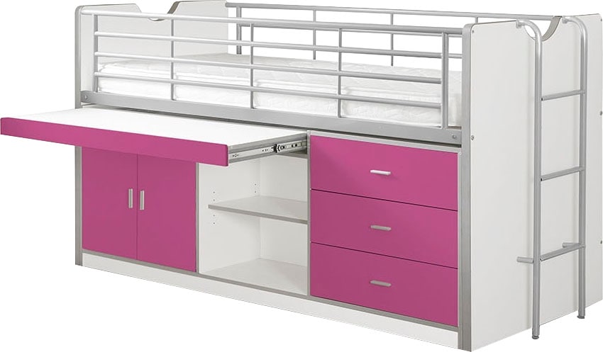 Vipack Hochbett, (Made in Europe), Schlafen und arbeiten in einem, Hochbett mit 90x200 cm Liegefläche