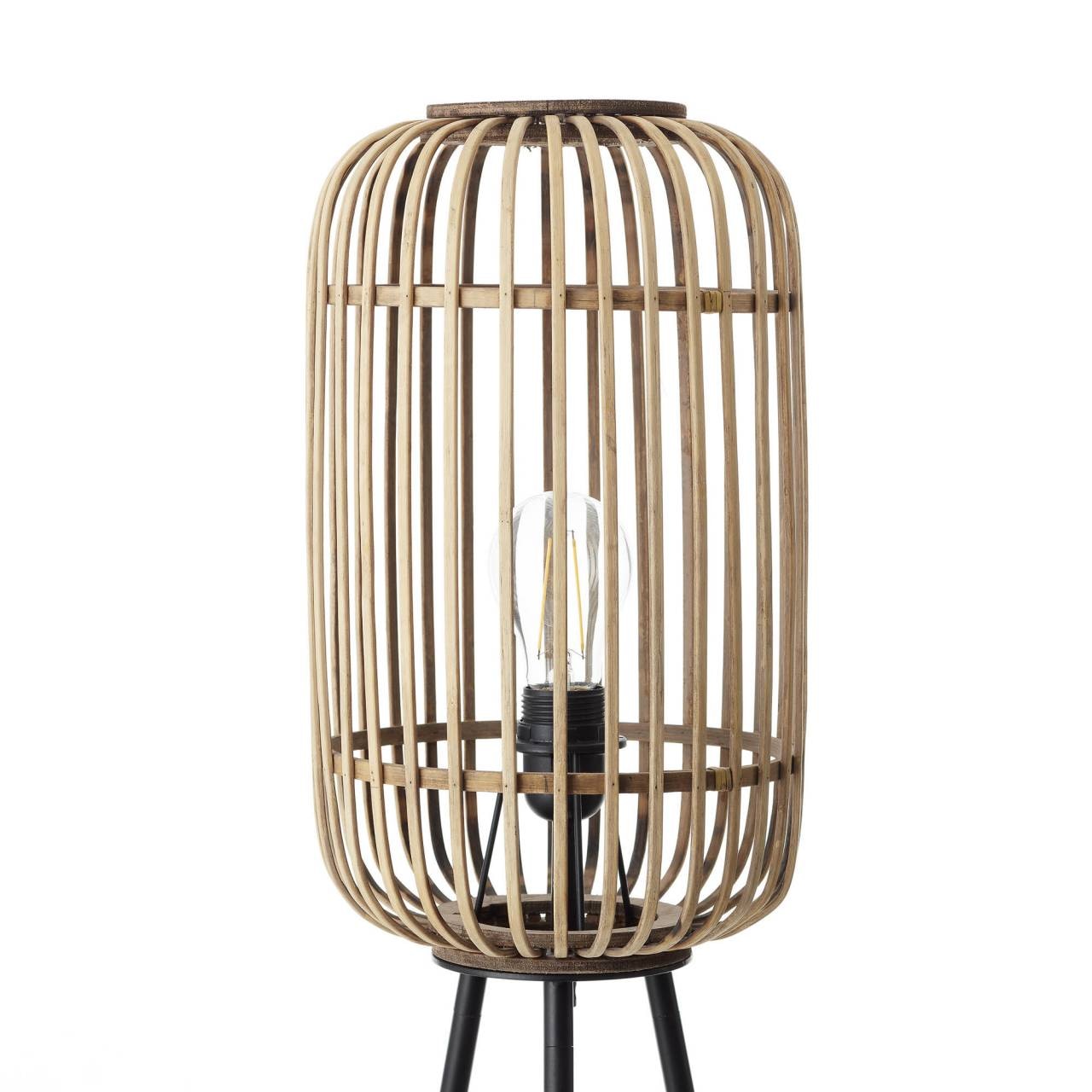 Brilliant Stehlampe »Woodrow«, 1 flammig-flammig, Dreibein, 130 cm Höhe, Ã˜ 45 cm, E27, Bambus/Metall, hellbraun/schwarz
