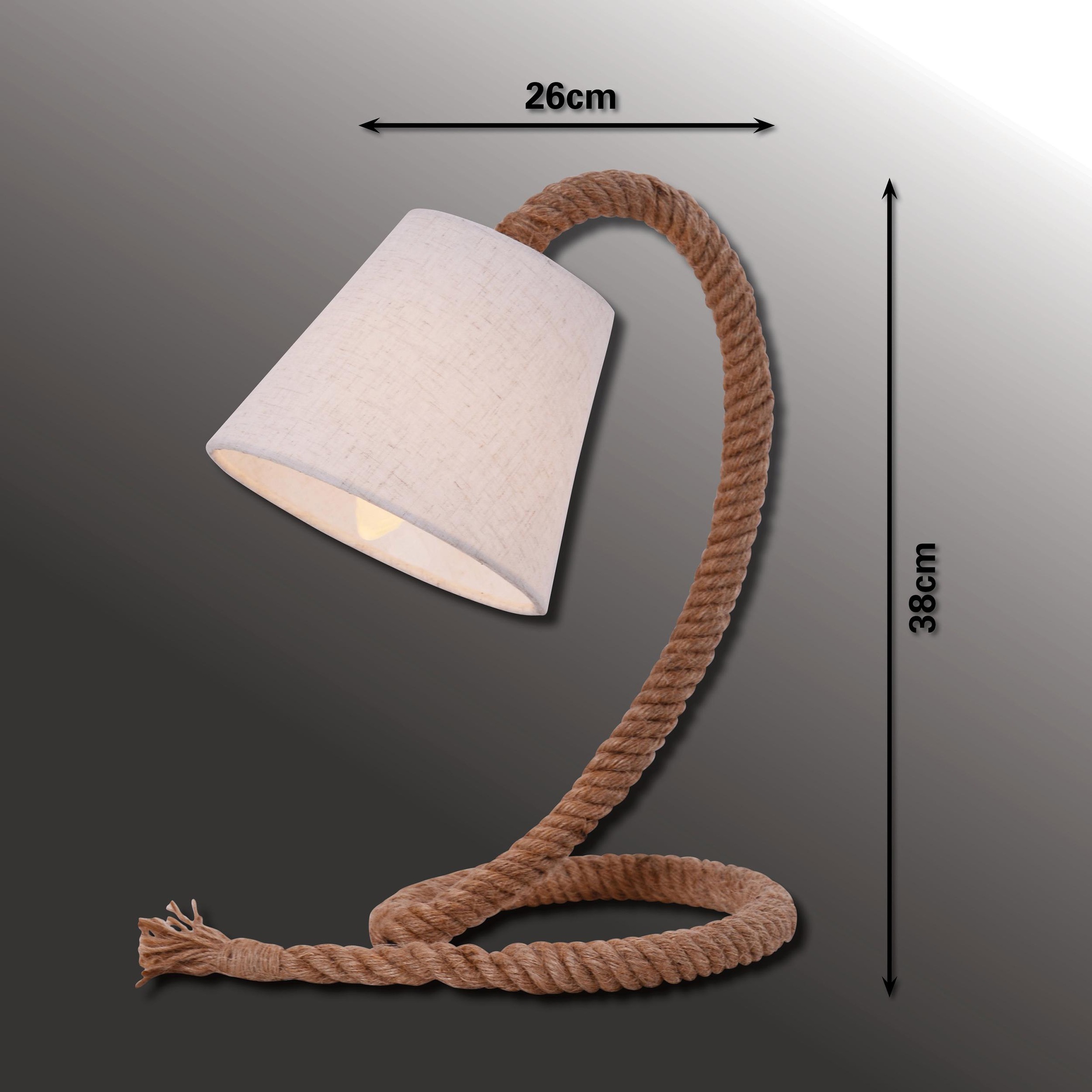 näve Tischleuchte »Rope«, 1 flammig-flammig, Exkl. 1x E14 max. 40W,Fuß: Juteseil natur,Farbe Schirm: weiß