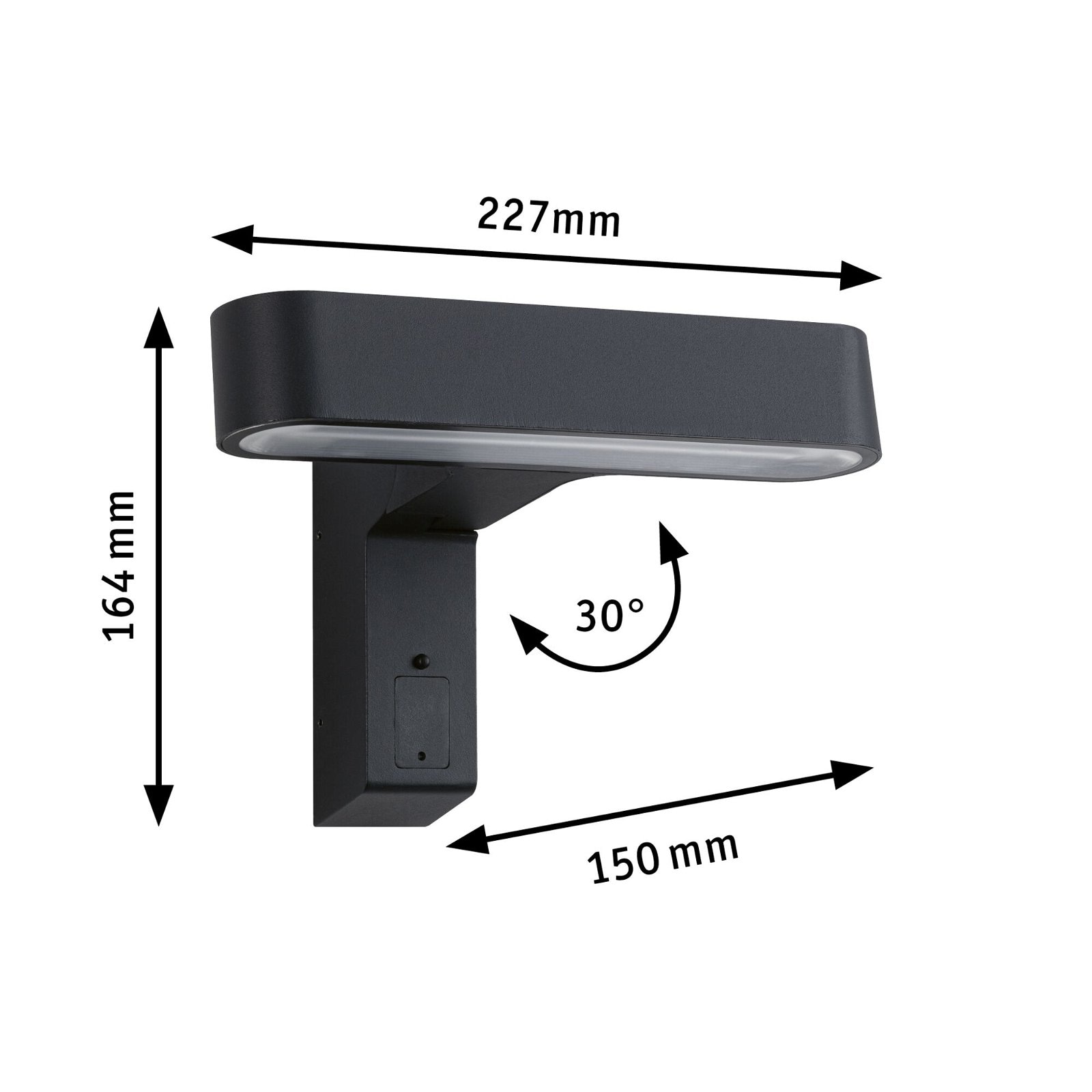 Paulmann LED Außen-Wandleuchte »House Ito 227x159mm 6W 450lm 230V 65° Anthrazit Metall, Kunststoff«, 1 flammig, Bewegungsmelder Horizontale Ausrichtung IP44 3000K