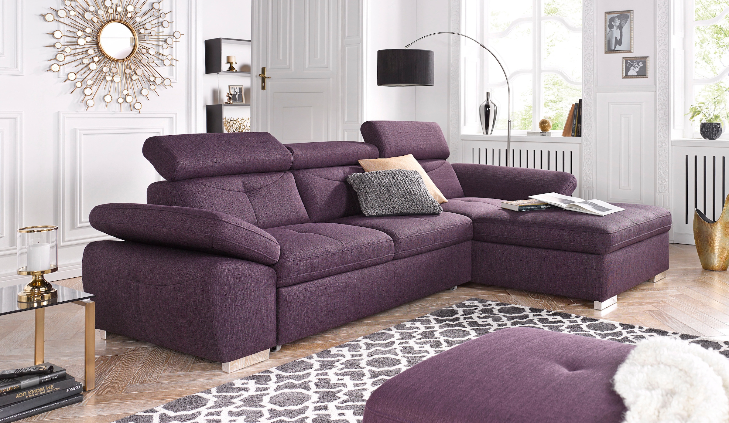 exxpo - sofa fashion Ecksofa »Spring, super bequem, mit Armteil- und Kopfteilfunktion, OTTOs Choice«, L-Form, wahlweise mit Bettfunktion und Bettkasten