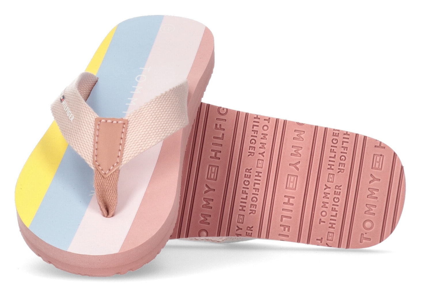 Tommy Hilfiger Zehentrenner »HEART PRINT VELCRO SANDAL«, Sommerschuh, Schlappen, Badeschuh, Poolslides, textiler Zehensteg