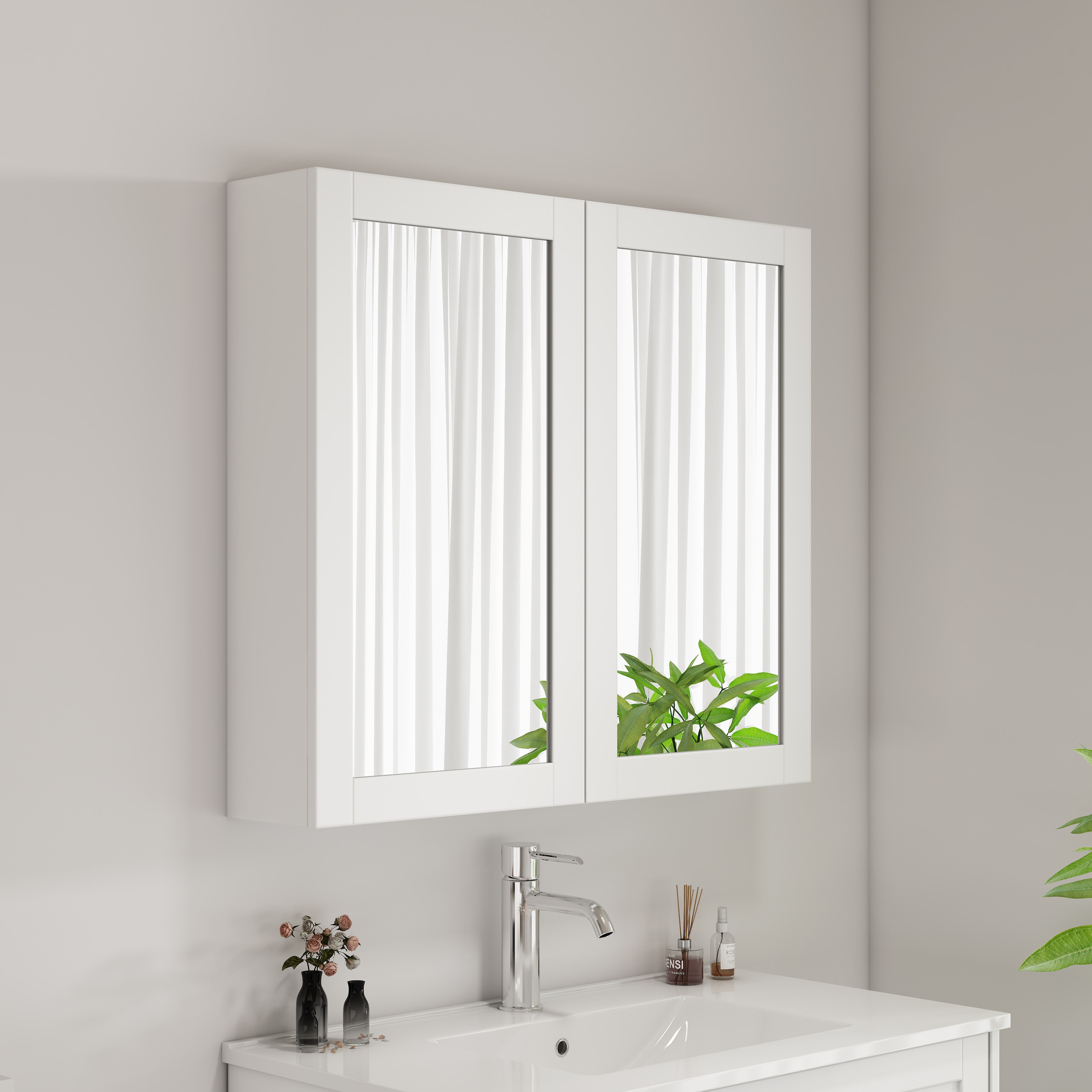 welltime Spiegelschrank »AMSTERDAM« platzsparender Spiegelschrank mit individuell verstellbarem Regalboden