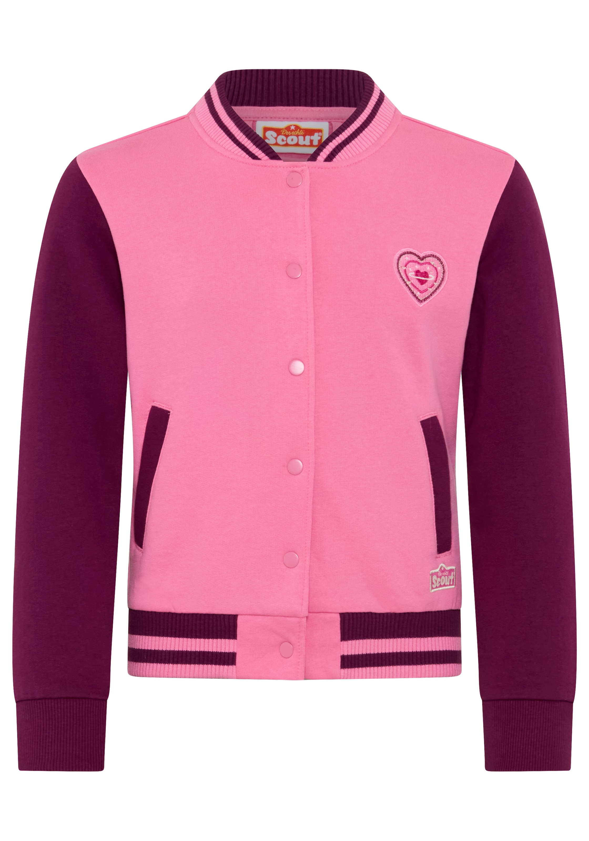 Scout Sweatjacke »College-Sweatjacke mit Badge - NEU von SCOUT« mit UV-Schutz, aus angerauter Baumwolle, hüftlange Basic-Passform