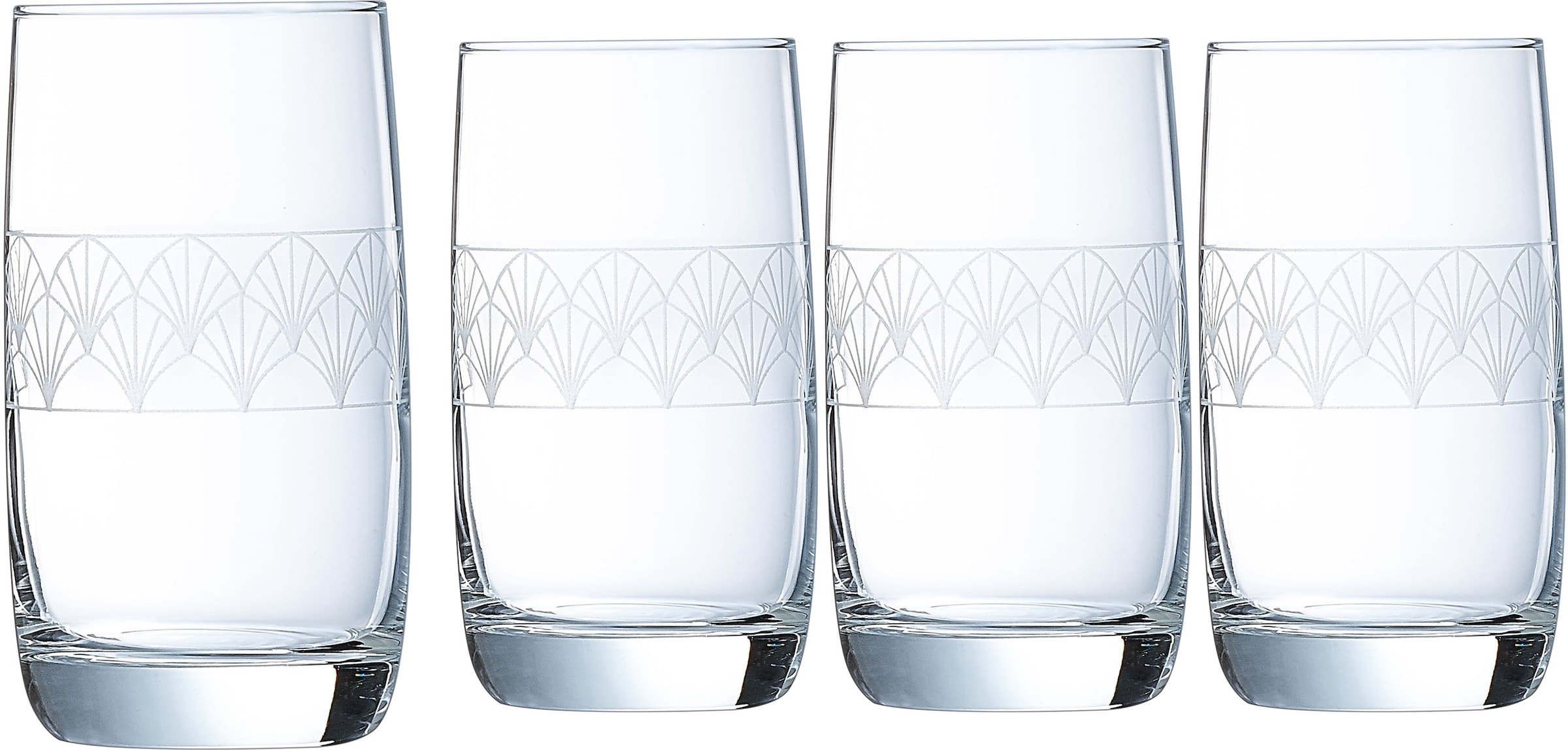 Luminarc Longdrinkglas »Trinkglas Paradisio«, (Set, 4 tlg.), Gläser Set, Wasserglas mit Pantographie-Optik, 4-tlg., Made in Europe