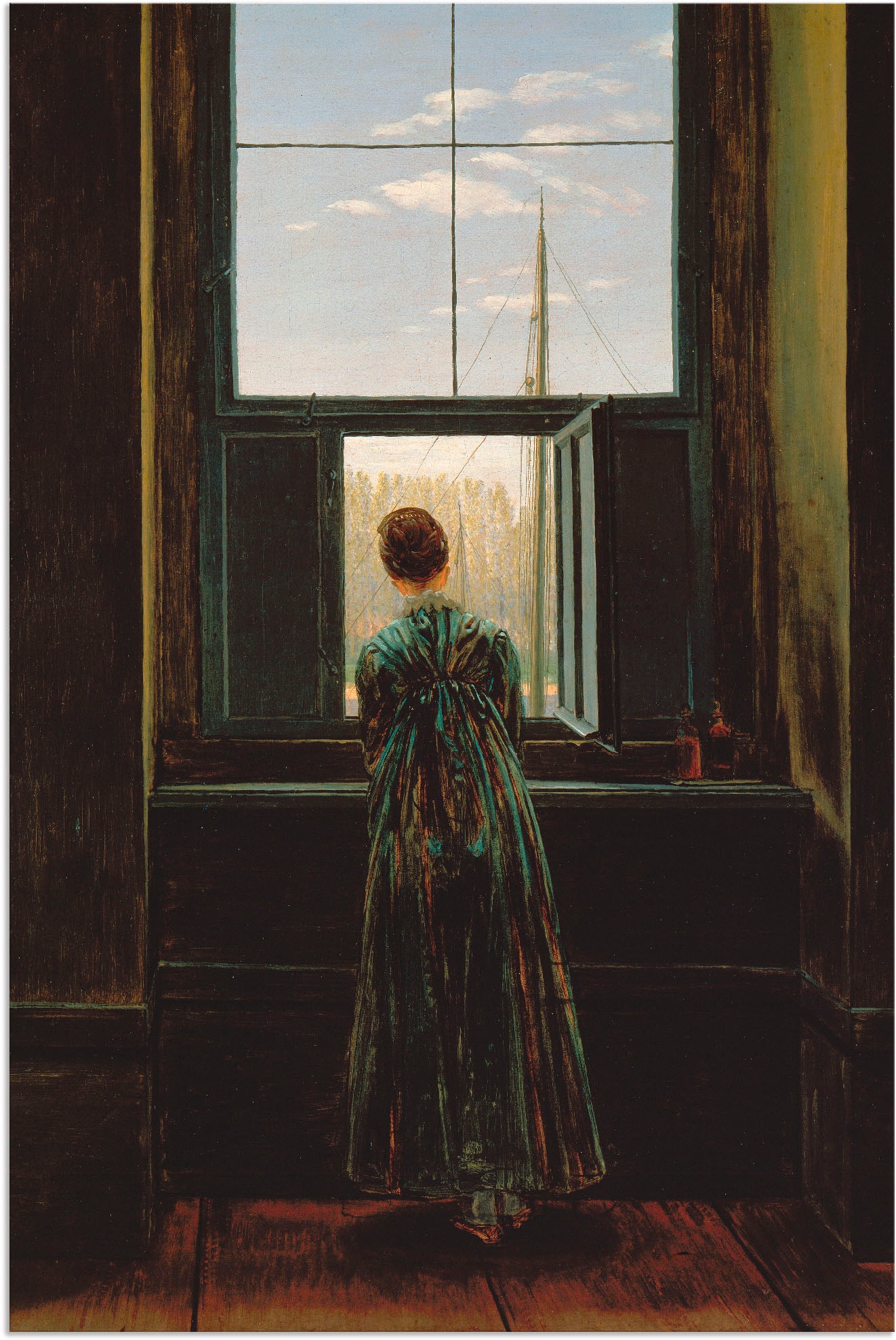 Artland Wandbild »Frau am Fenster. 1822(?)« Frau 1 Stk. tlg. als Alubild, O günstig online kaufen