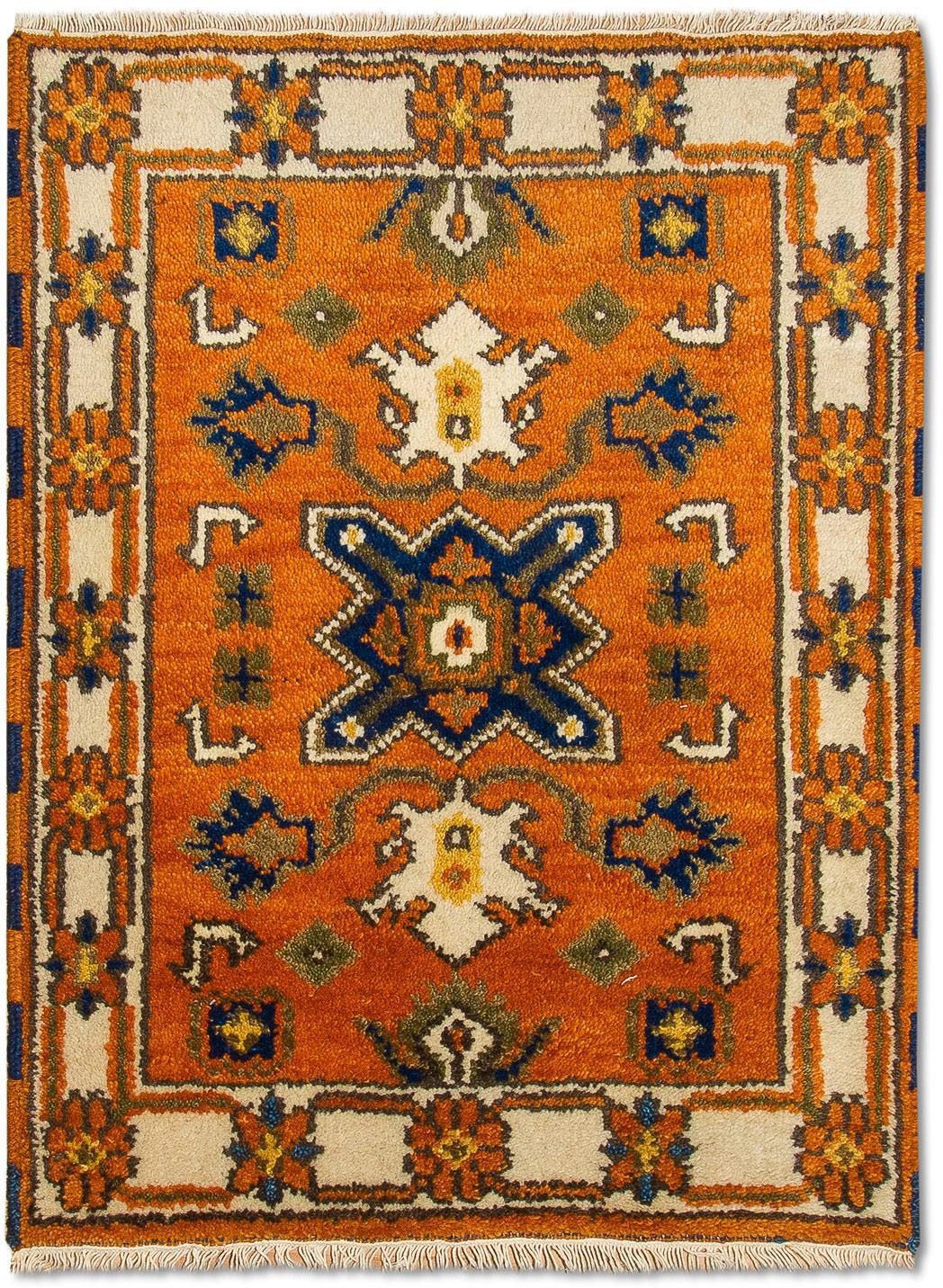 Bild von morgenland Wollteppich »Kazak Teppich handgeknüpft orange«, rechteckig, 8 mm Höhe