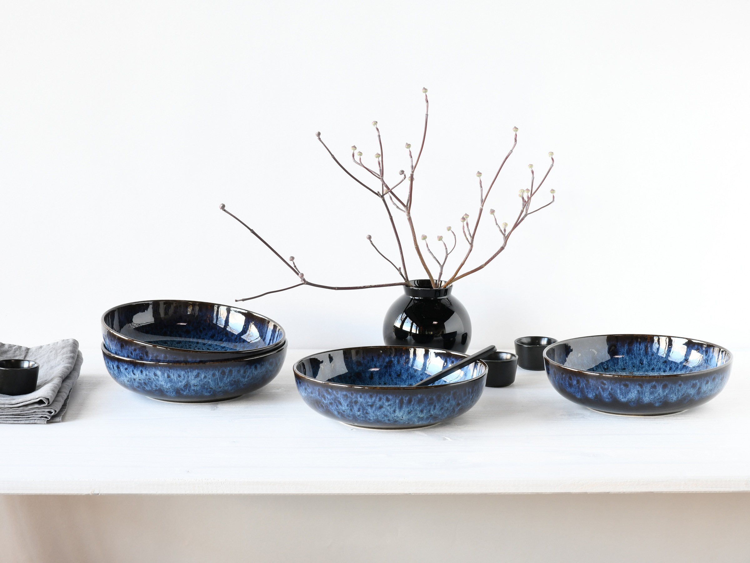 CreaTable Schüssel »Allround Magic Blue, Poke Bowl, 4-tlg.« 4 aus Steinzeug Moderne Coupeform, Reaktivglasur