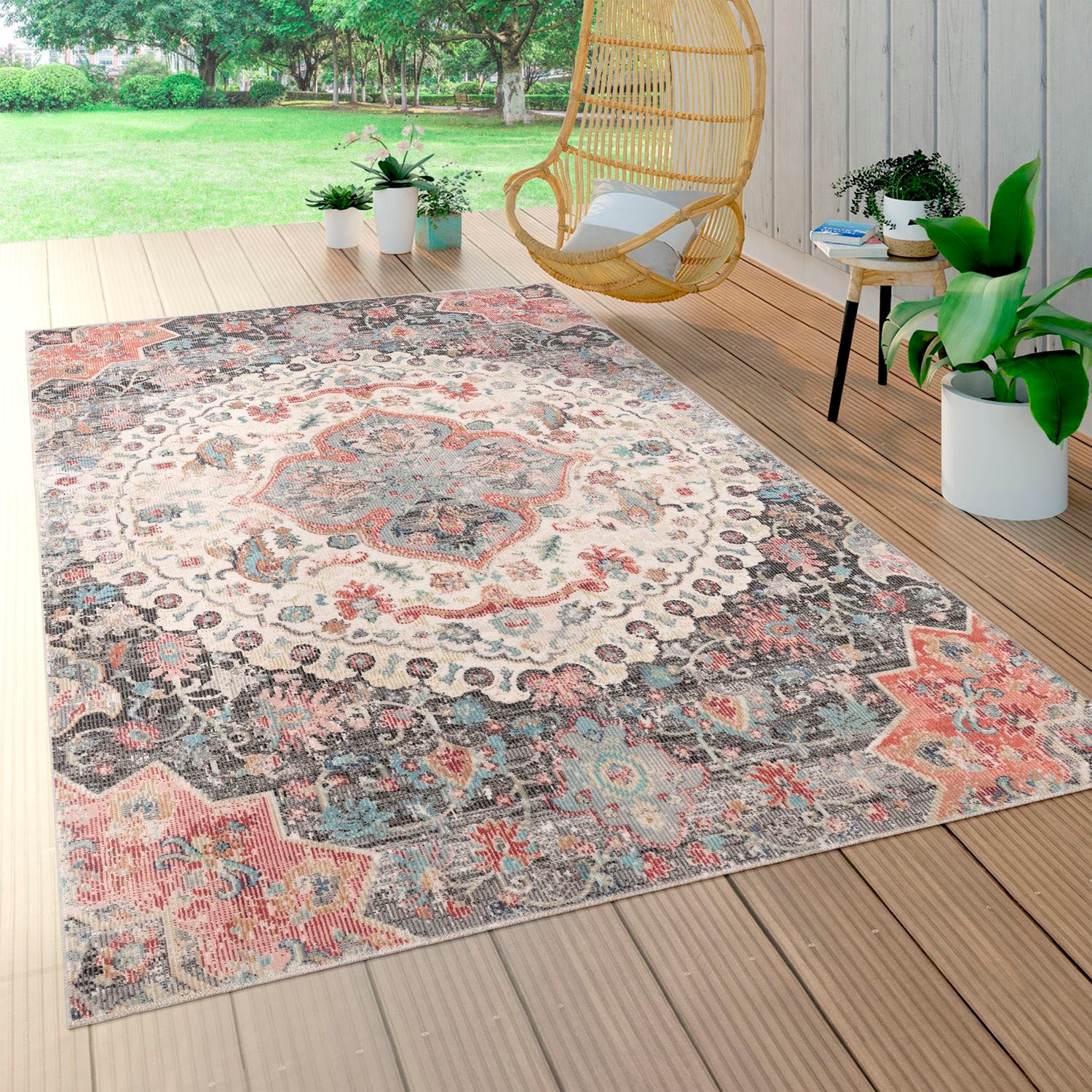 Paco Home Teppich »Torres 271«, rechteckig, 8 mm Höhe, Kurzflor, Orient-Optik, Vintage Design, In- und Outdoor geeignet