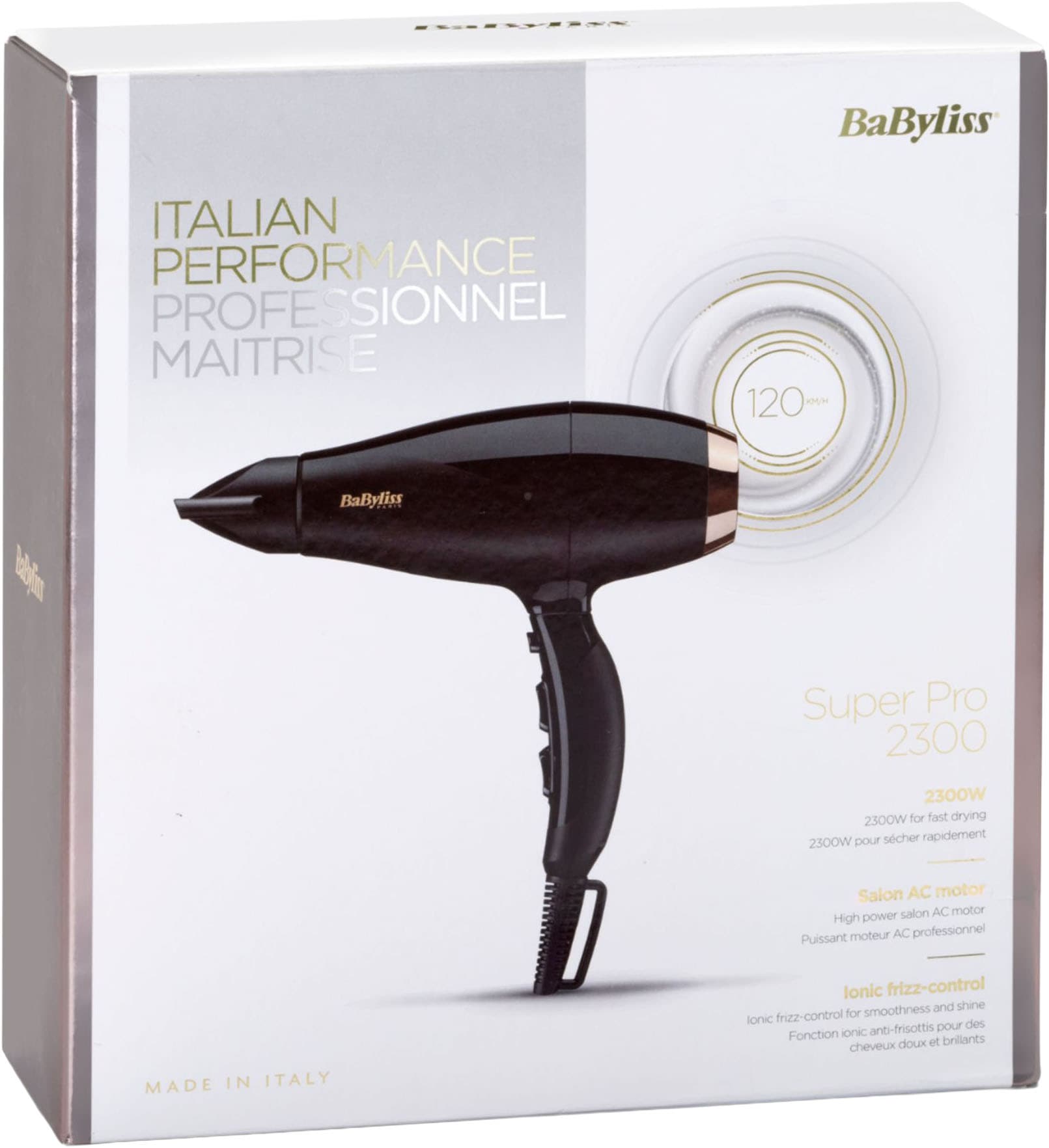BaByliss Ionic-Haartrockner »6714E Super Pro 2300 Profi-Haartrockner, 6714E« 2.300 W 2 Aufsätze 2300W, Ionen-Technologie, Föhn mit 2 Aufsätzen, Made in Italy