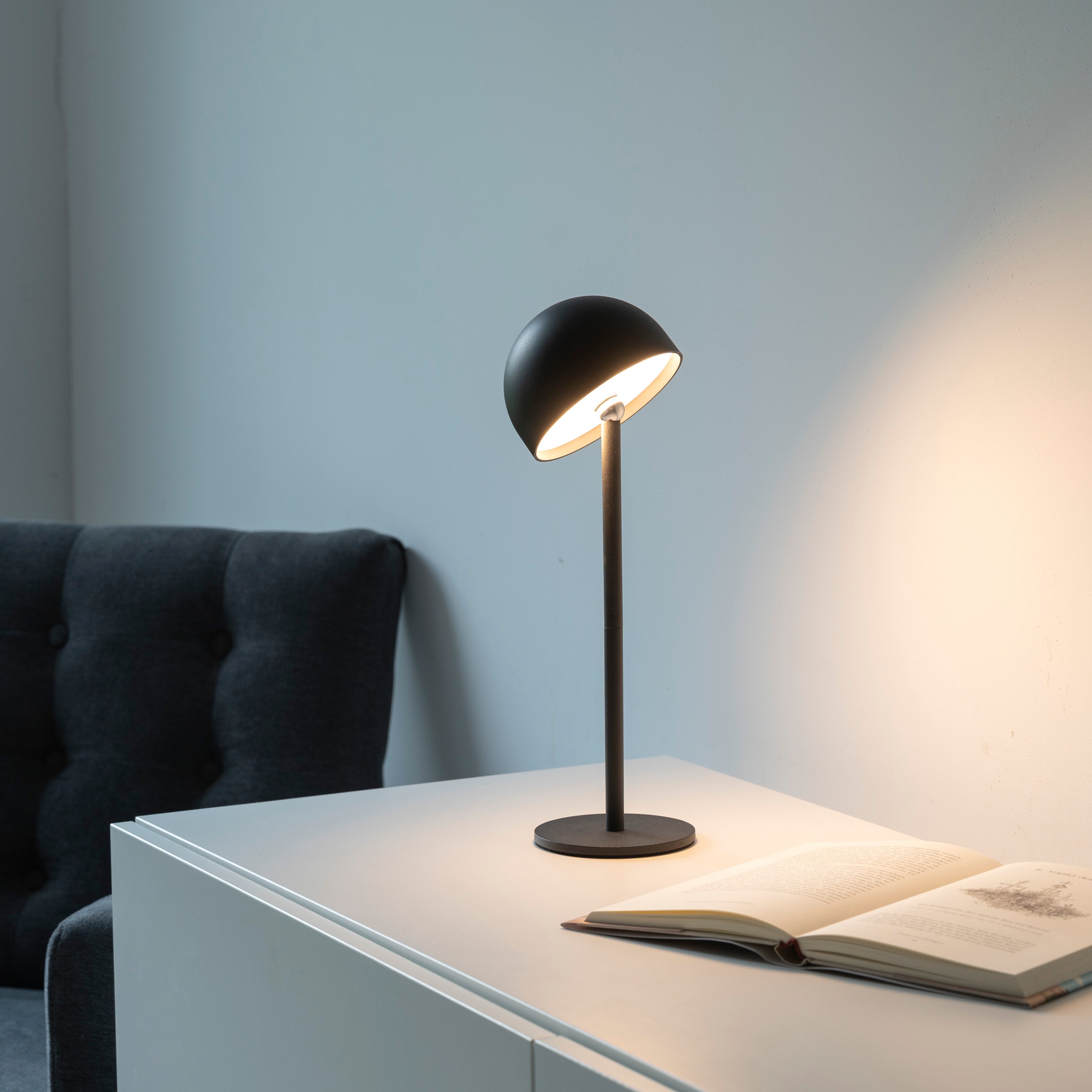 my home Tischleuchte »Akku Tischleuchte Hesper Indoor Outdoor, magnetischer Flaschenaufsatz«, 1 flammig, Leuchtmittel LED-Board | LED fest integriert, Pilzlampe Flaschenaufsatz, Regulierung der Lichtstärke, Pilz, Lampe