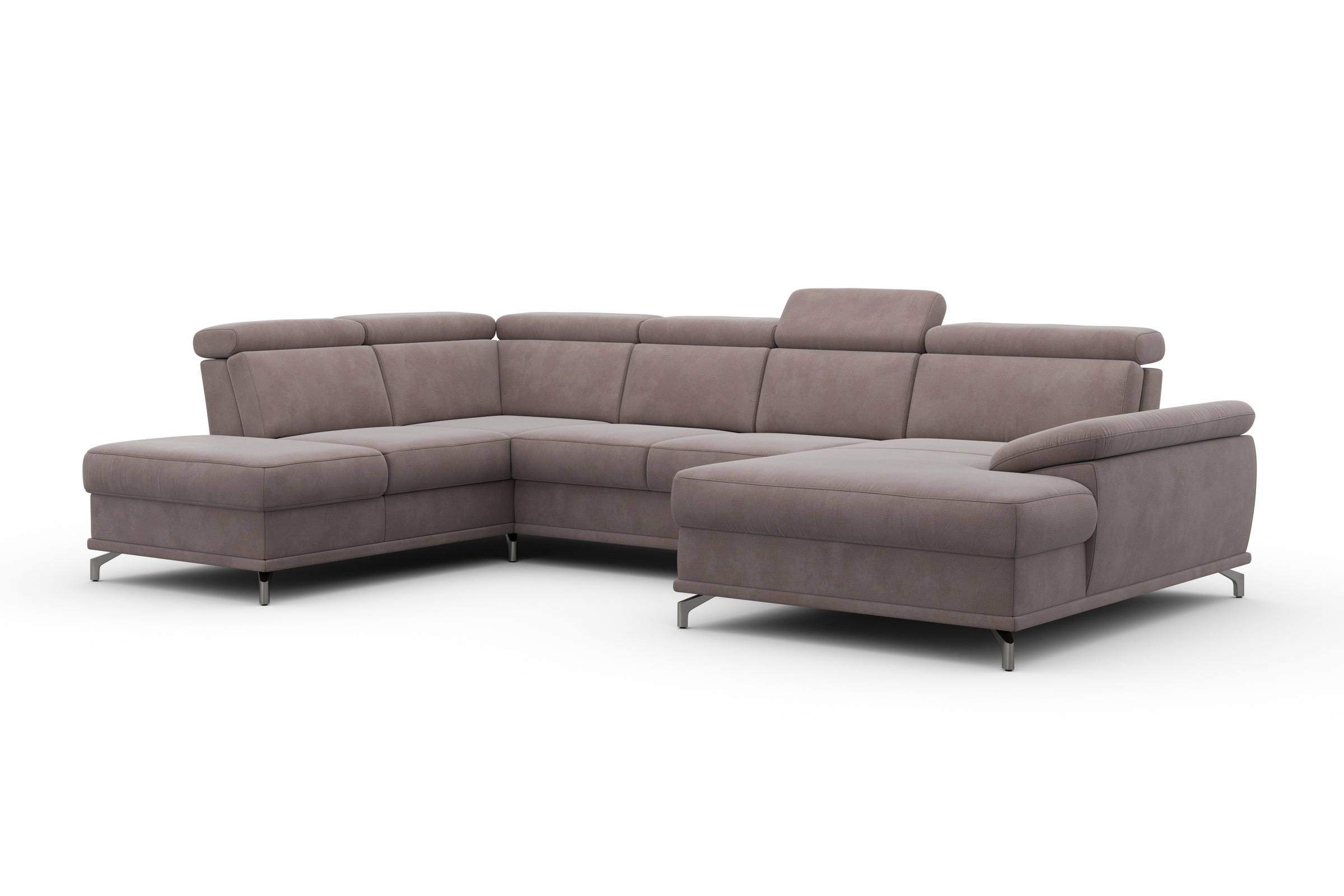 sit&more Wohnlandschaft »Cabrio U-Form, mit Sitztiefenverstellung, Arm- und Kopfteilverstellung«, 3 Nierenkissen, Federkern, optional Bettfunktion und Stauraum