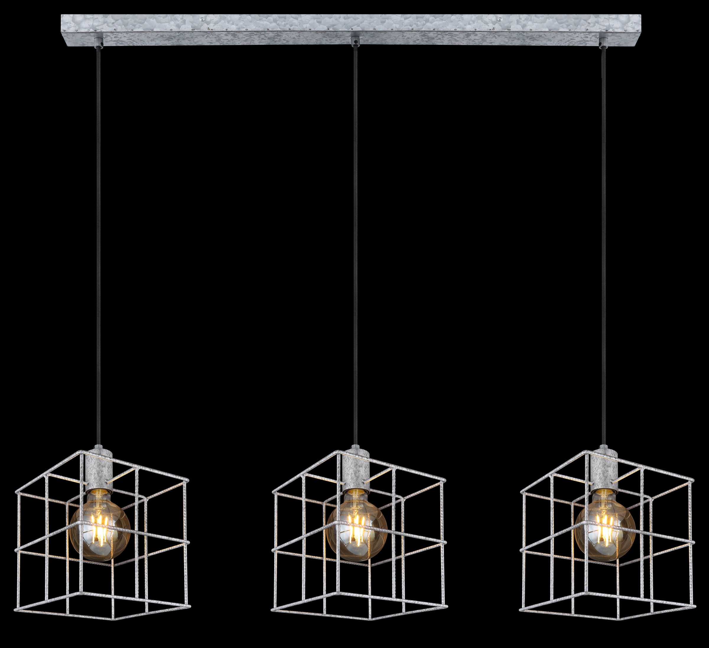 GLOBO LIGHTING Hängeleuchte »MERRIL« E27 1 Stk. Zinkfarbene Hängeleuchte mit Betonstahl-Käfigen, E27 3x60W