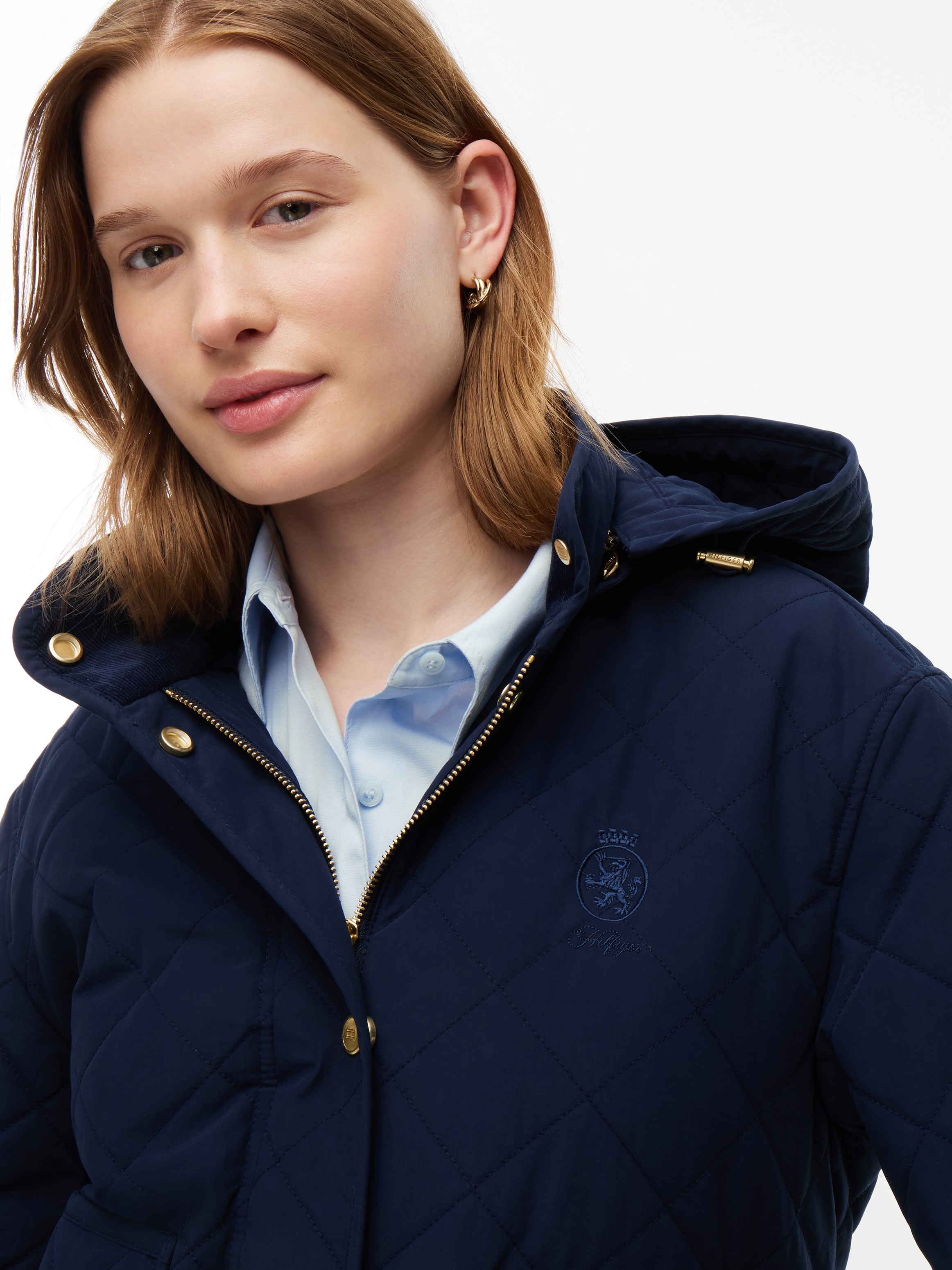 Tommy Hilfiger Steppjacke »QUILTED HOOD JACKET« mit Kapuze Baumwollmischung